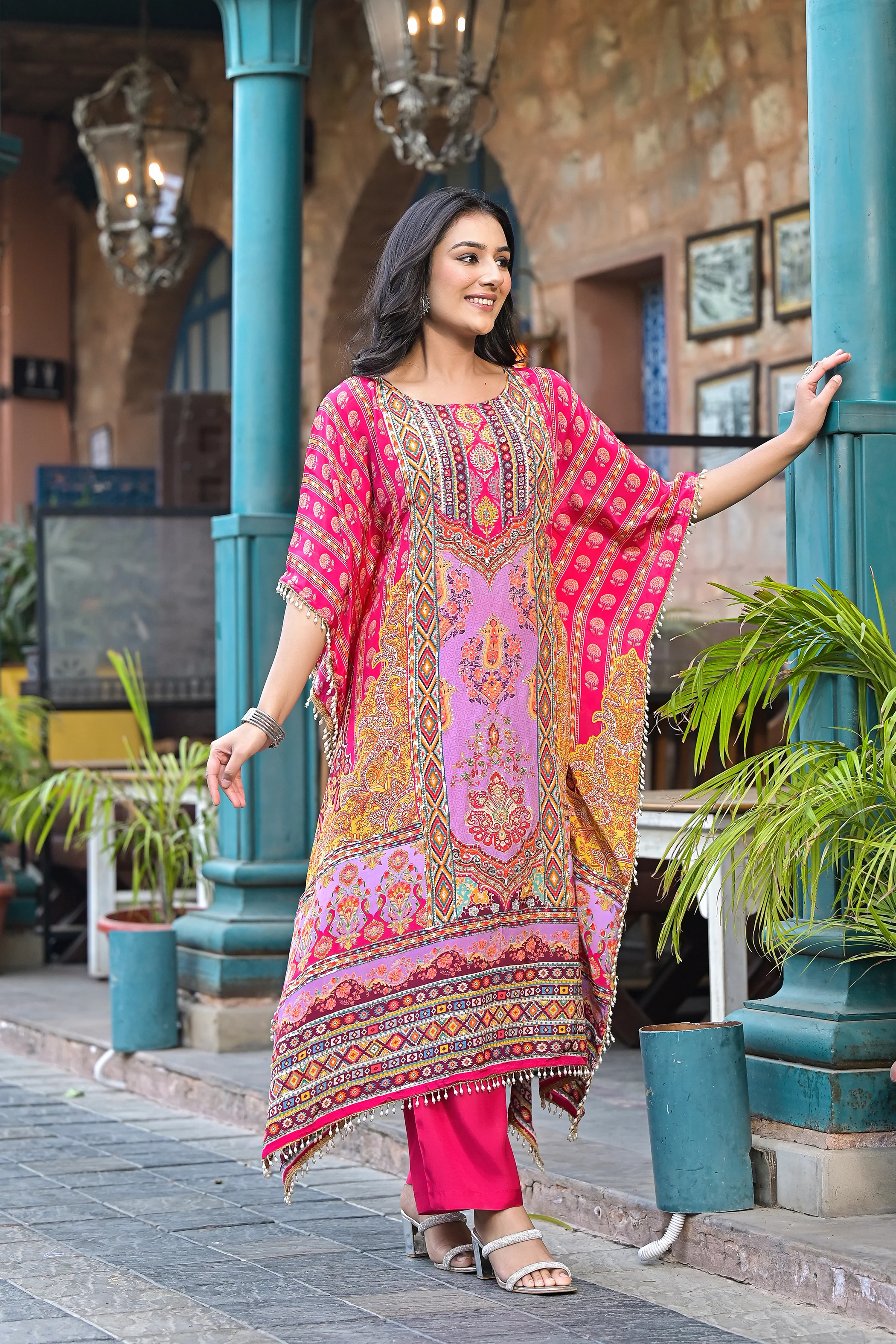 Mehna Blush Full Heavy Work Kaftan Pant Set - Image 7