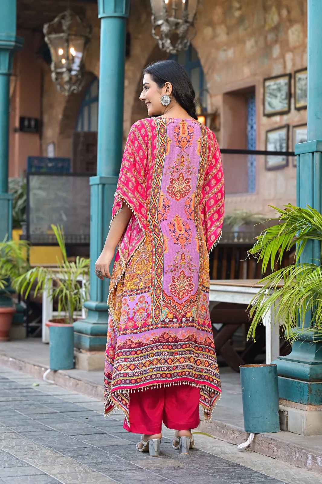 Mehna Blush Full Heavy Work Kaftan Pant Set - Image 8