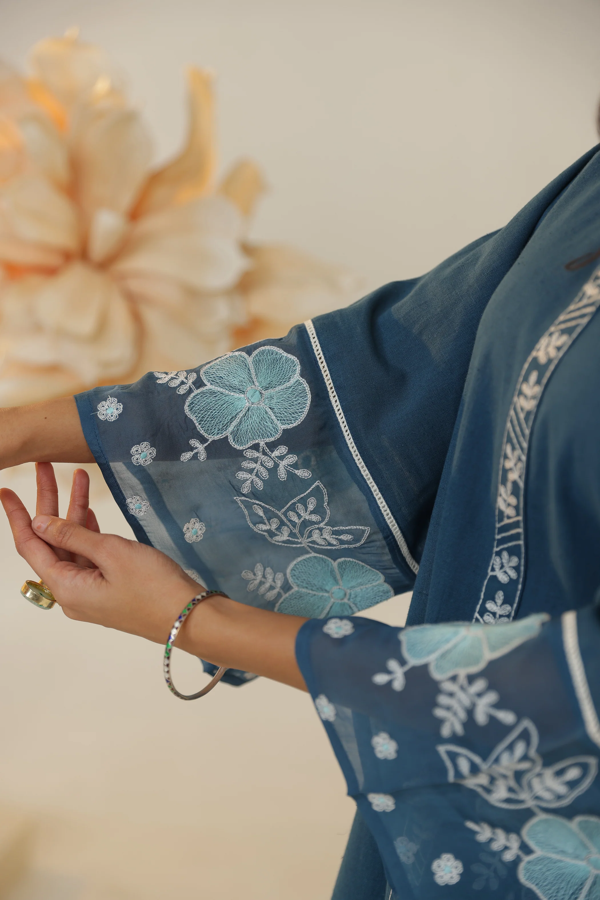 Purna Ocean Embroidered Cotton Co-ord Set - Image 5