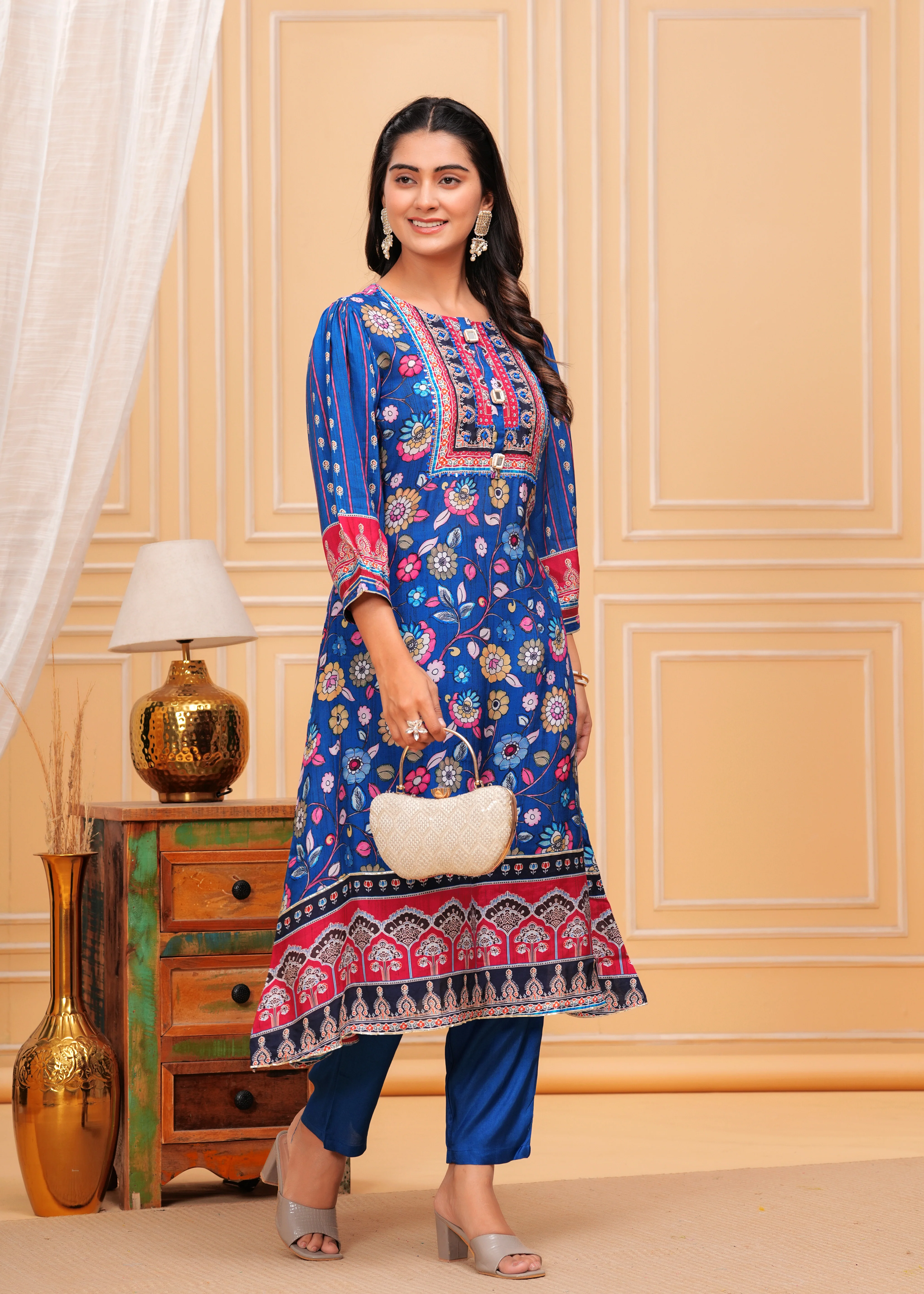 Maurya Cobalt Premium Muslin Kurta Set - Image 2