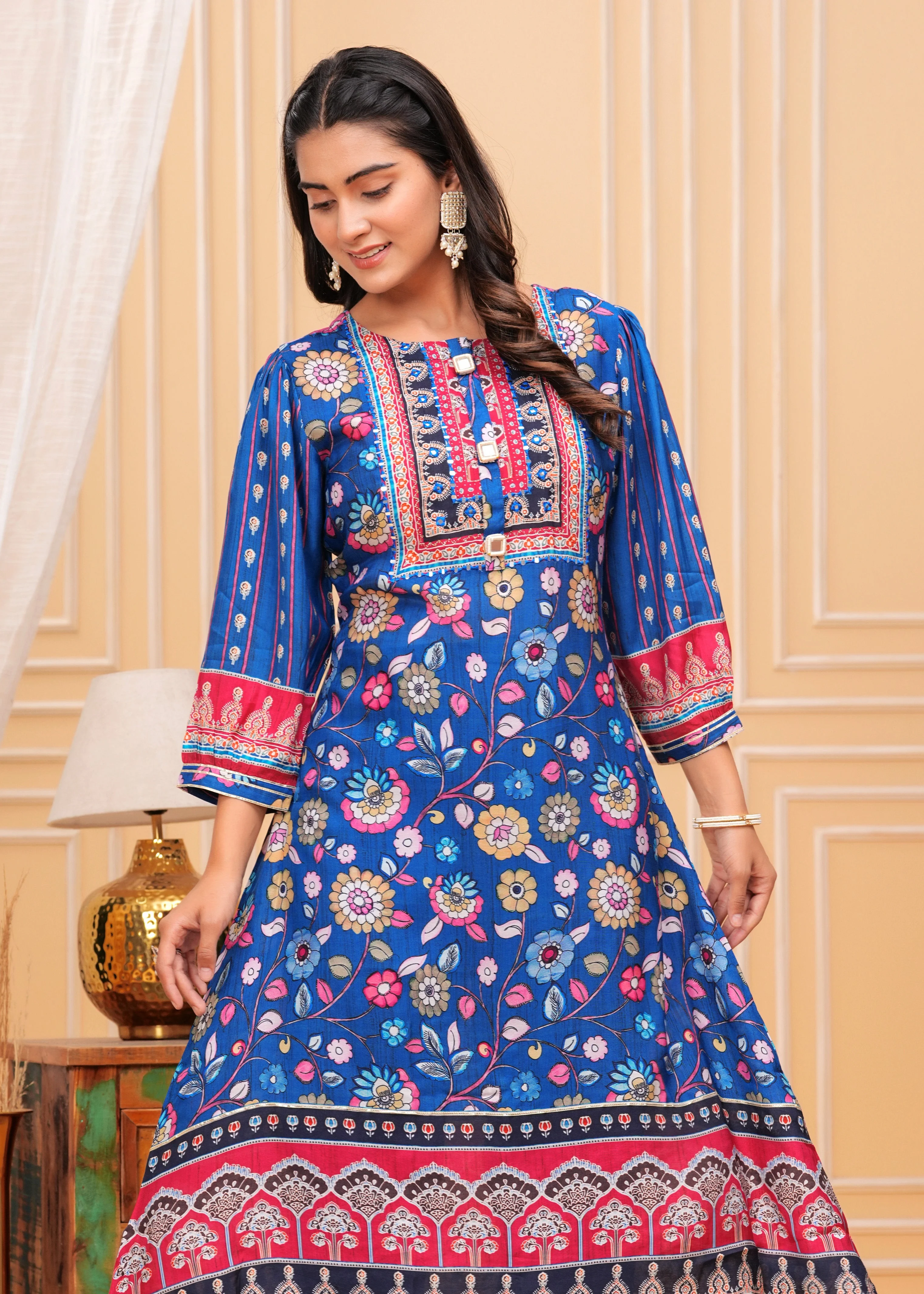 Maurya Cobalt Premium Muslin Kurta Set - Image 3
