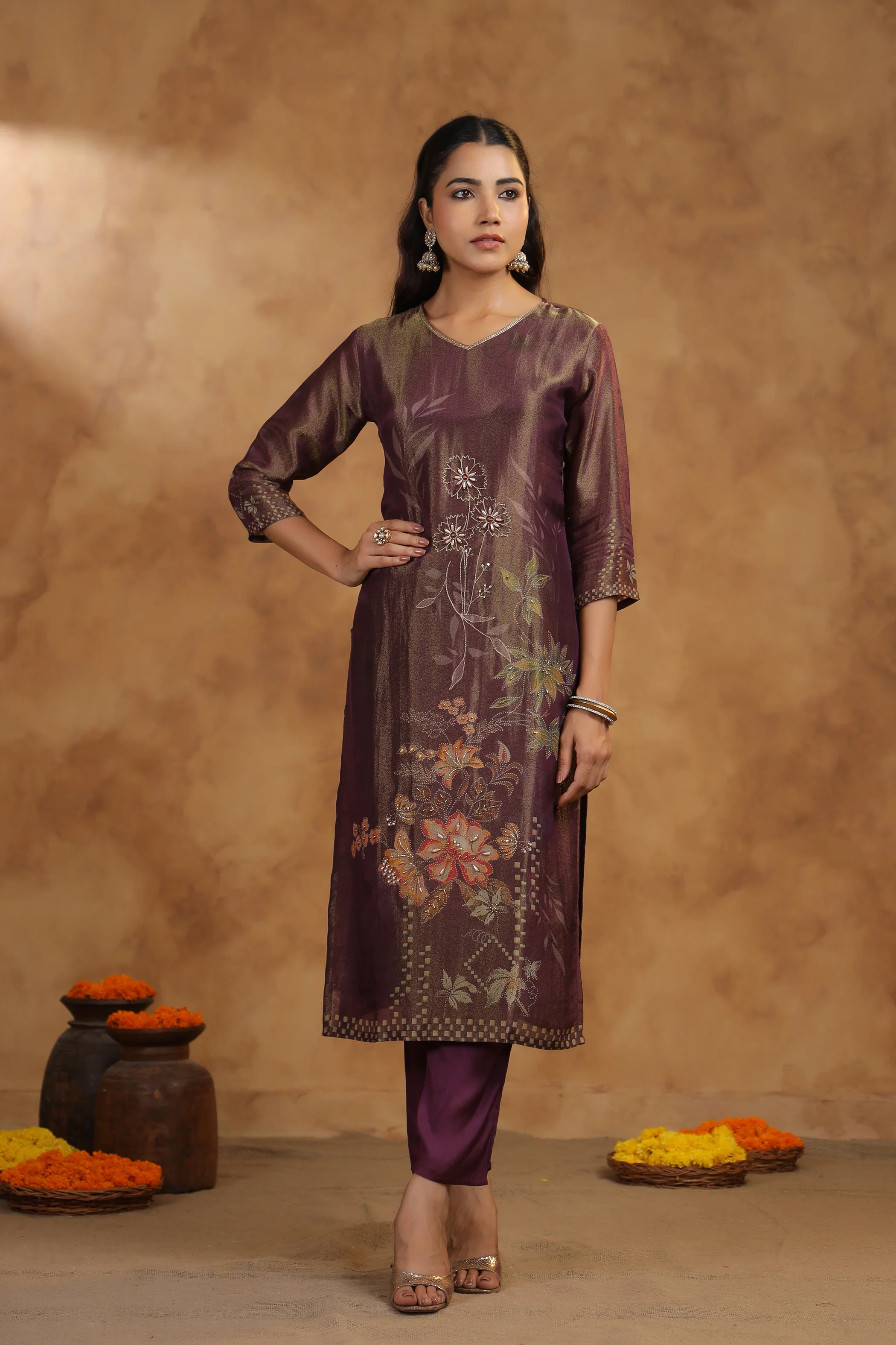 Ritvi Mulberry Work Suit Set - Image 11