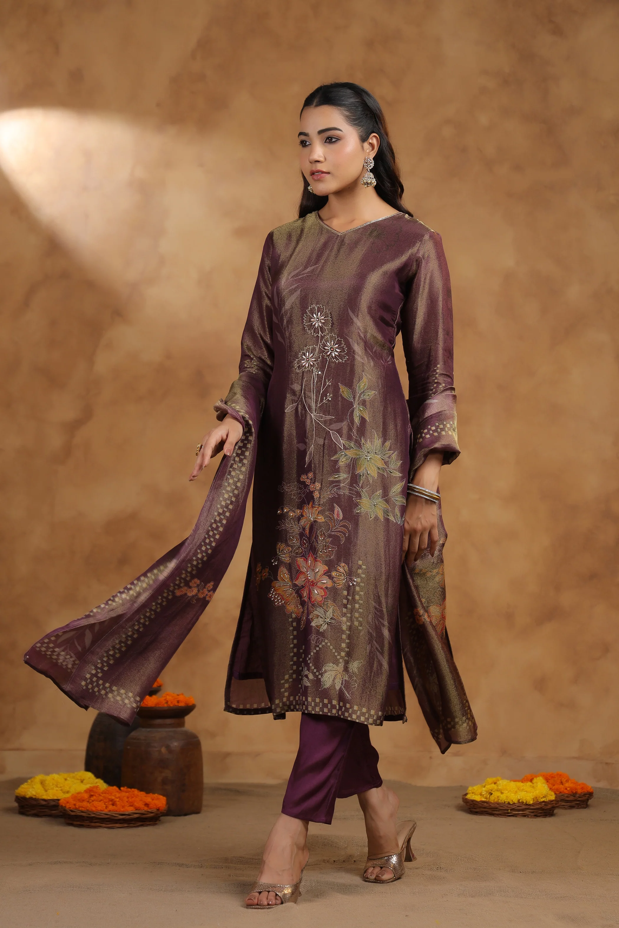 Ritvi Mulberry Work Suit Set - Image 4