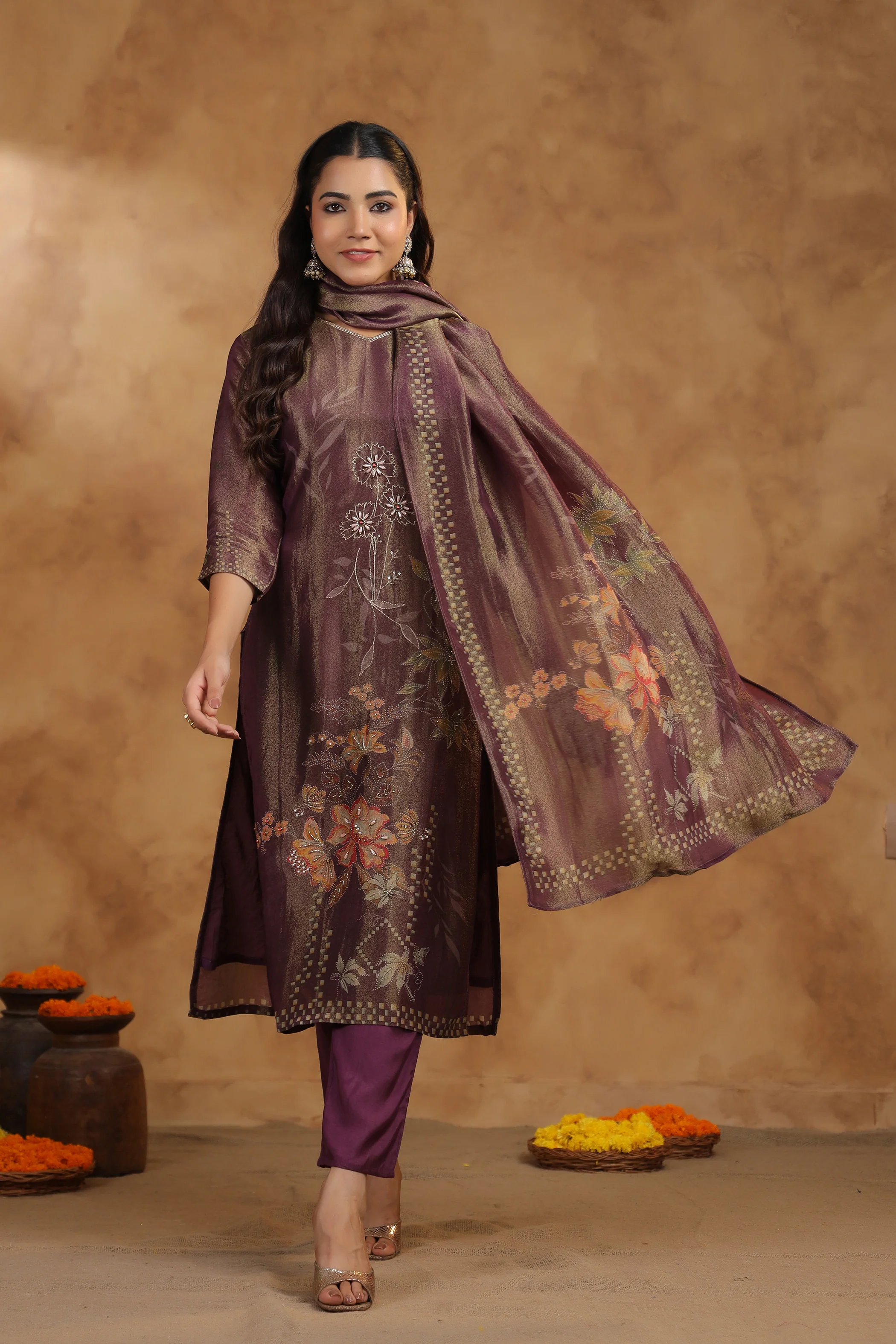 Ritvi Mulberry Work Suit Set - Image 7
