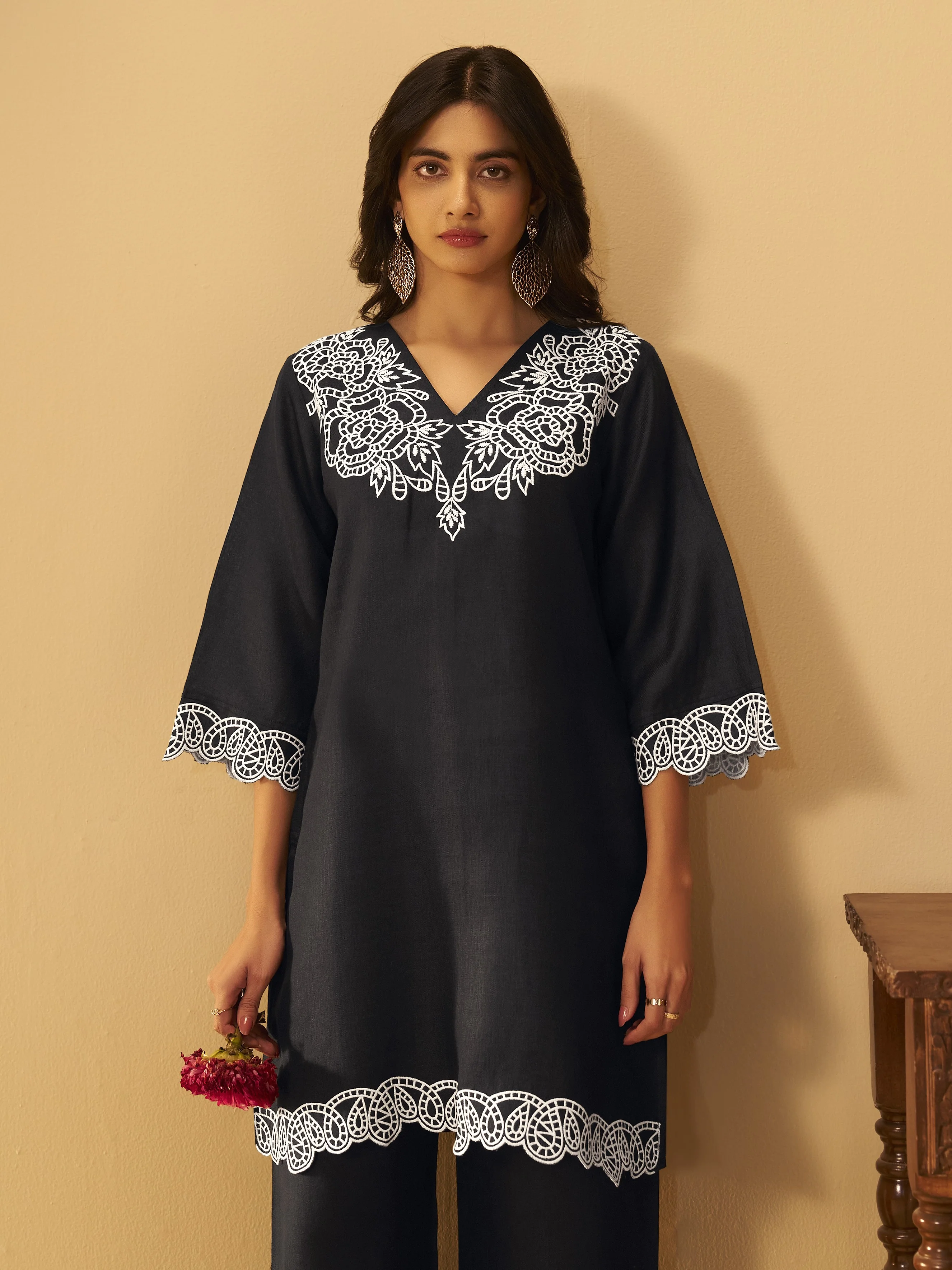 Miami Taupe embroidery cotton co-ord set - Image 2