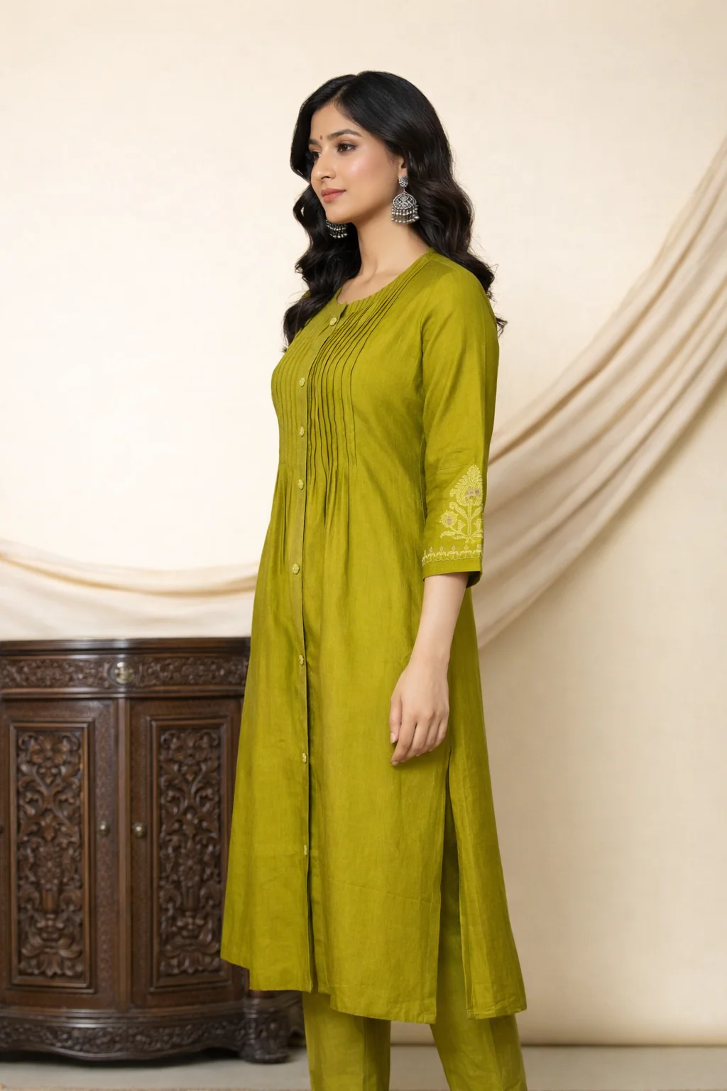 Mika Lime Kurta Pant Set - Image 3