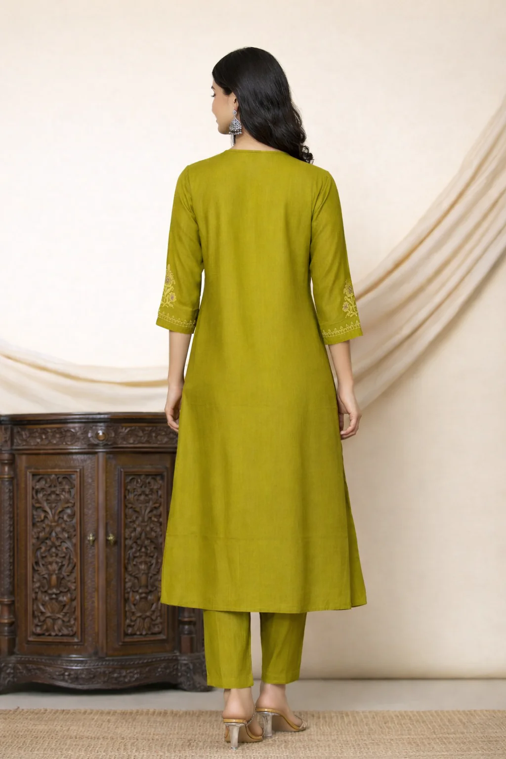 Mika Lime Kurta Pant Set - Image 4