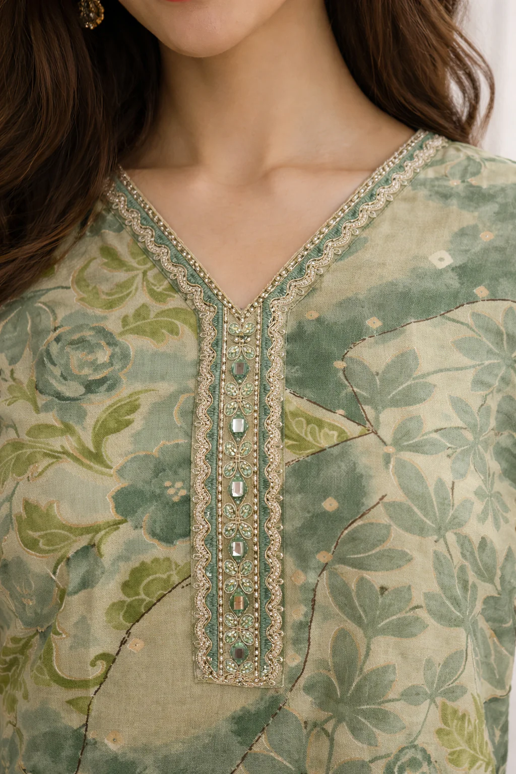 Barnali Fern Printed Work Kurti - Image 2