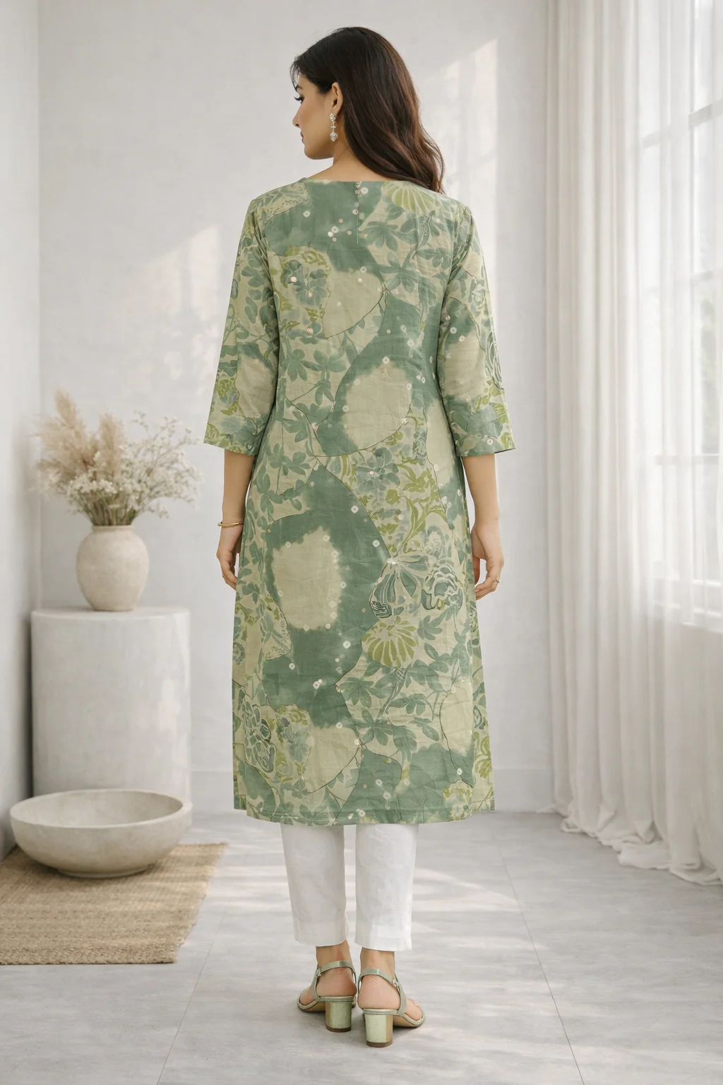 Barnali Fern Printed Work Kurti - Image 3