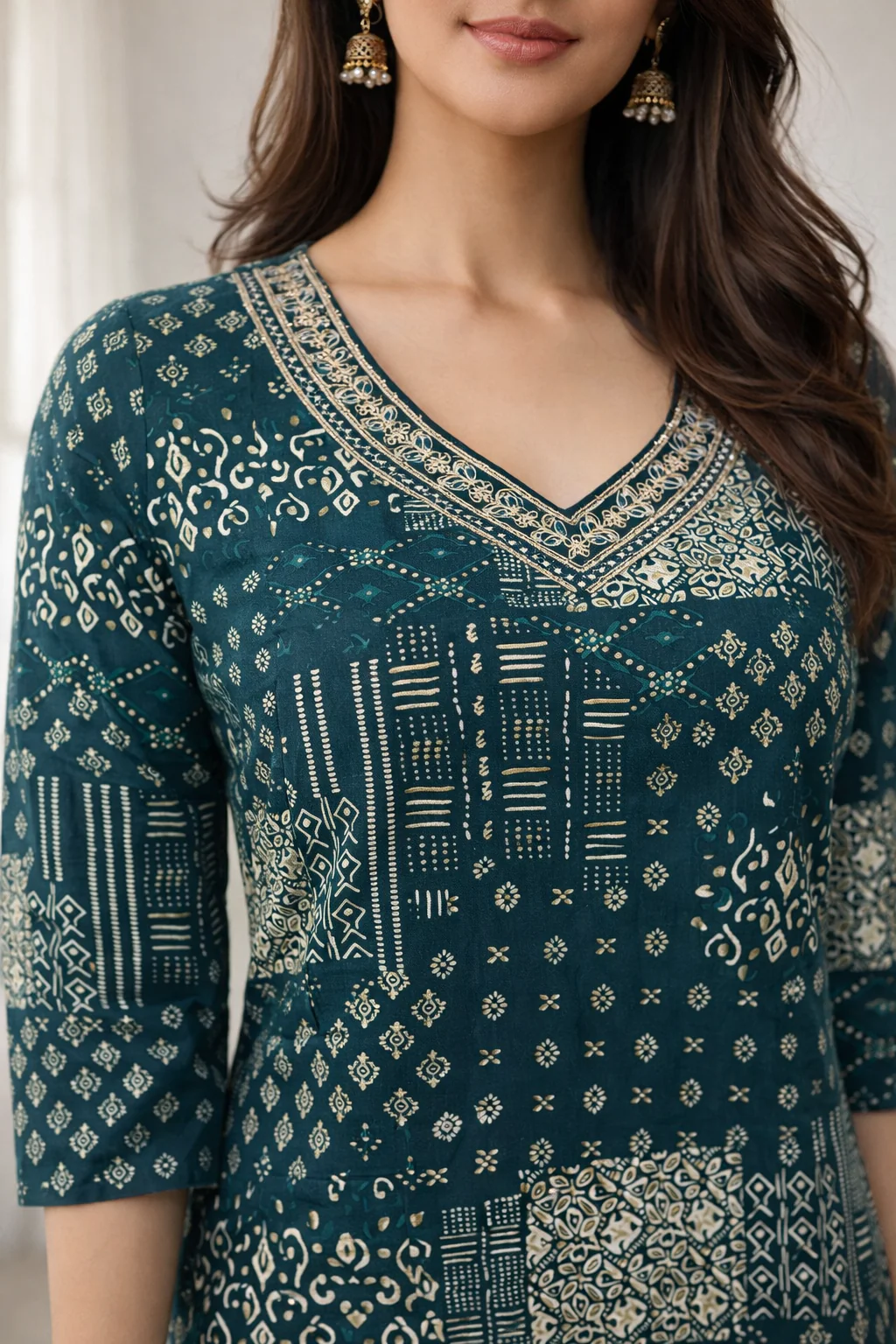 Barnali Pine Printed Work Kurti - Image 2
