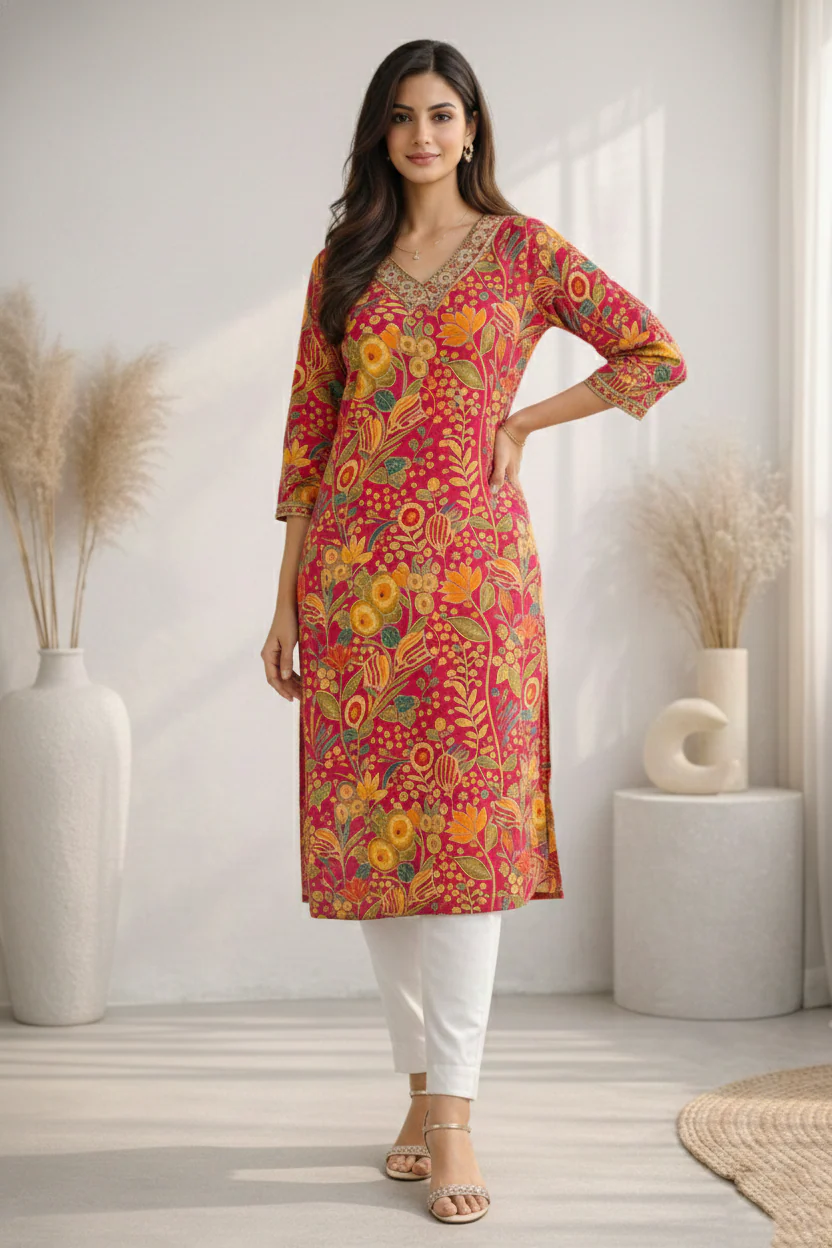 Barnali Cherry Printed Work Kurti - Image 4