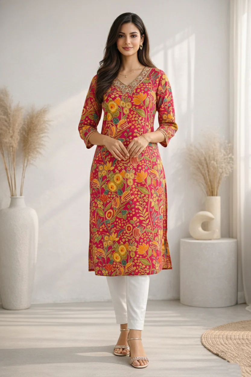 Barnali Cherry Printed Work Kurti - Image 5