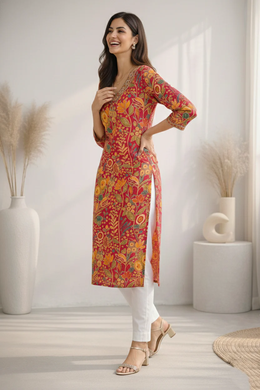 Barnali Cherry Printed Work Kurti - Image 7