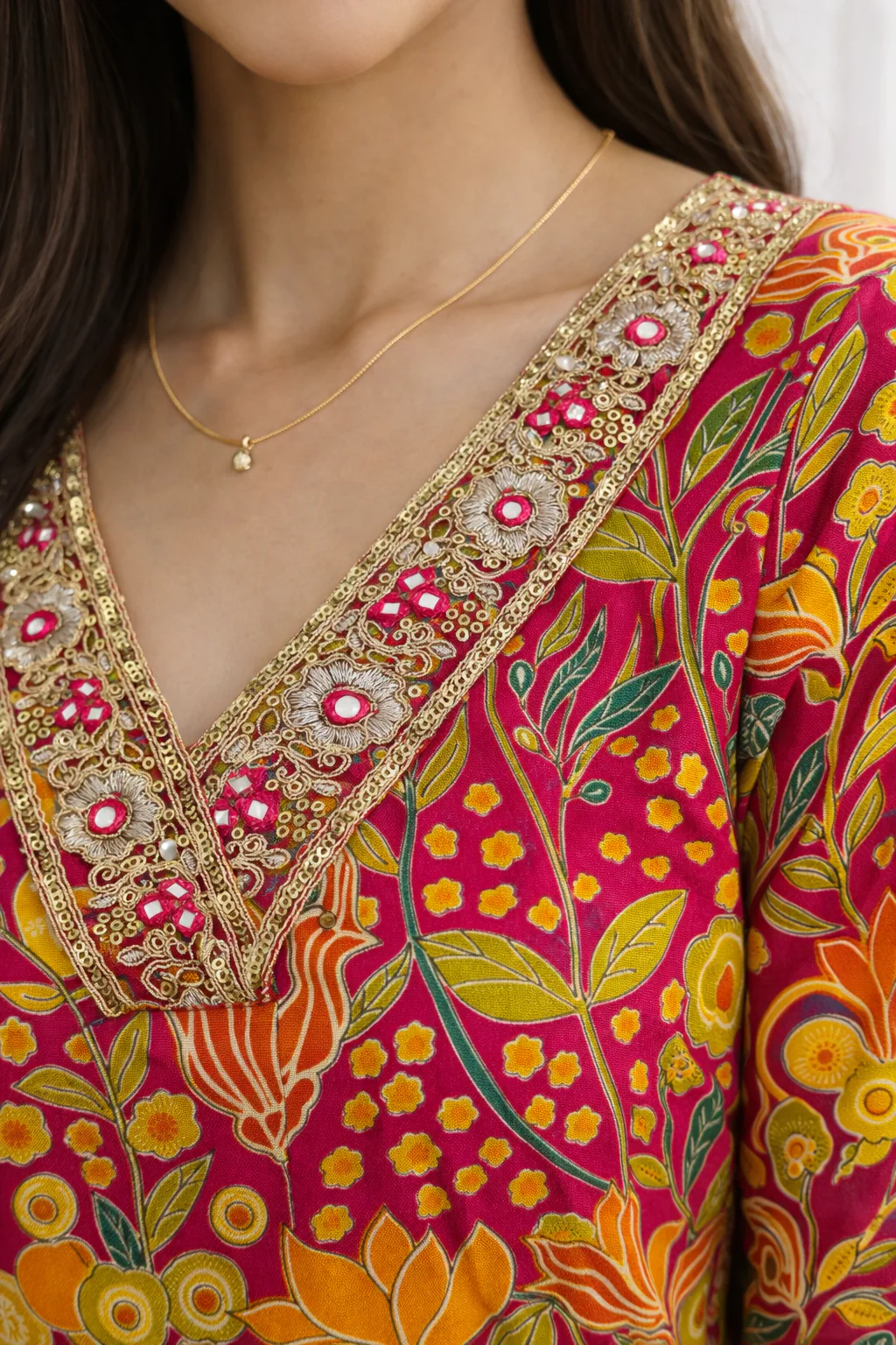 Barnali Cherry Printed Work Kurti - Image 8