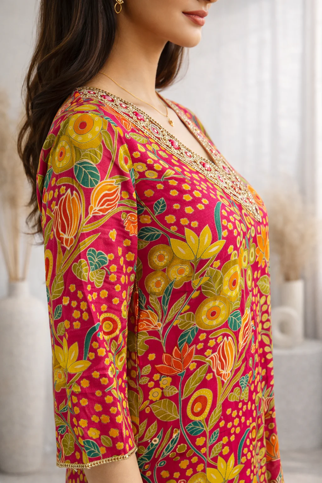 Barnali Cherry Printed Work Kurti - Image 9