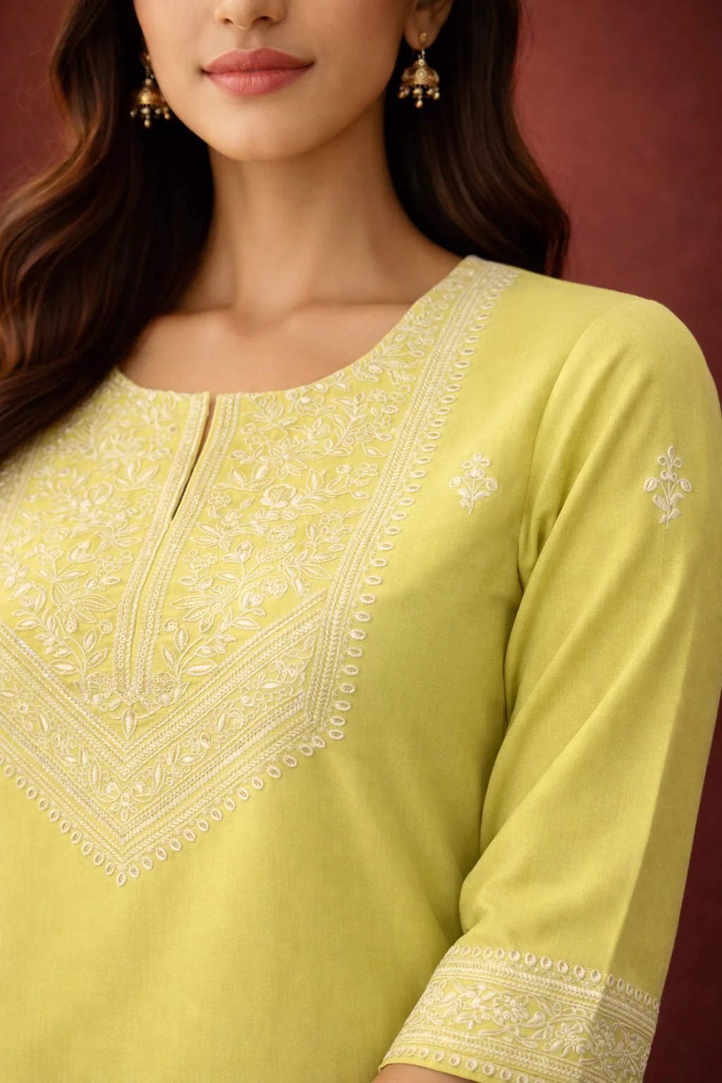 Chandri Mint Embroidered Kurti - Image 4