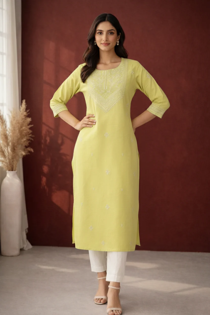 Chandri Mint Embroidered Kurti - Image 5