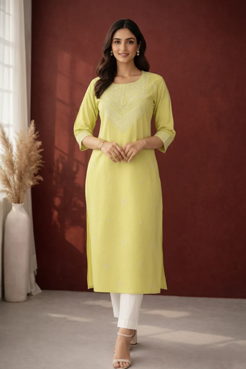 Chandri Mint Embroidered Kurti - Image 6