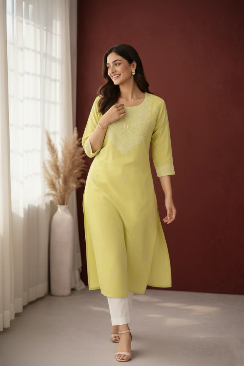 Chandri Mint Embroidered Kurti - Image 7