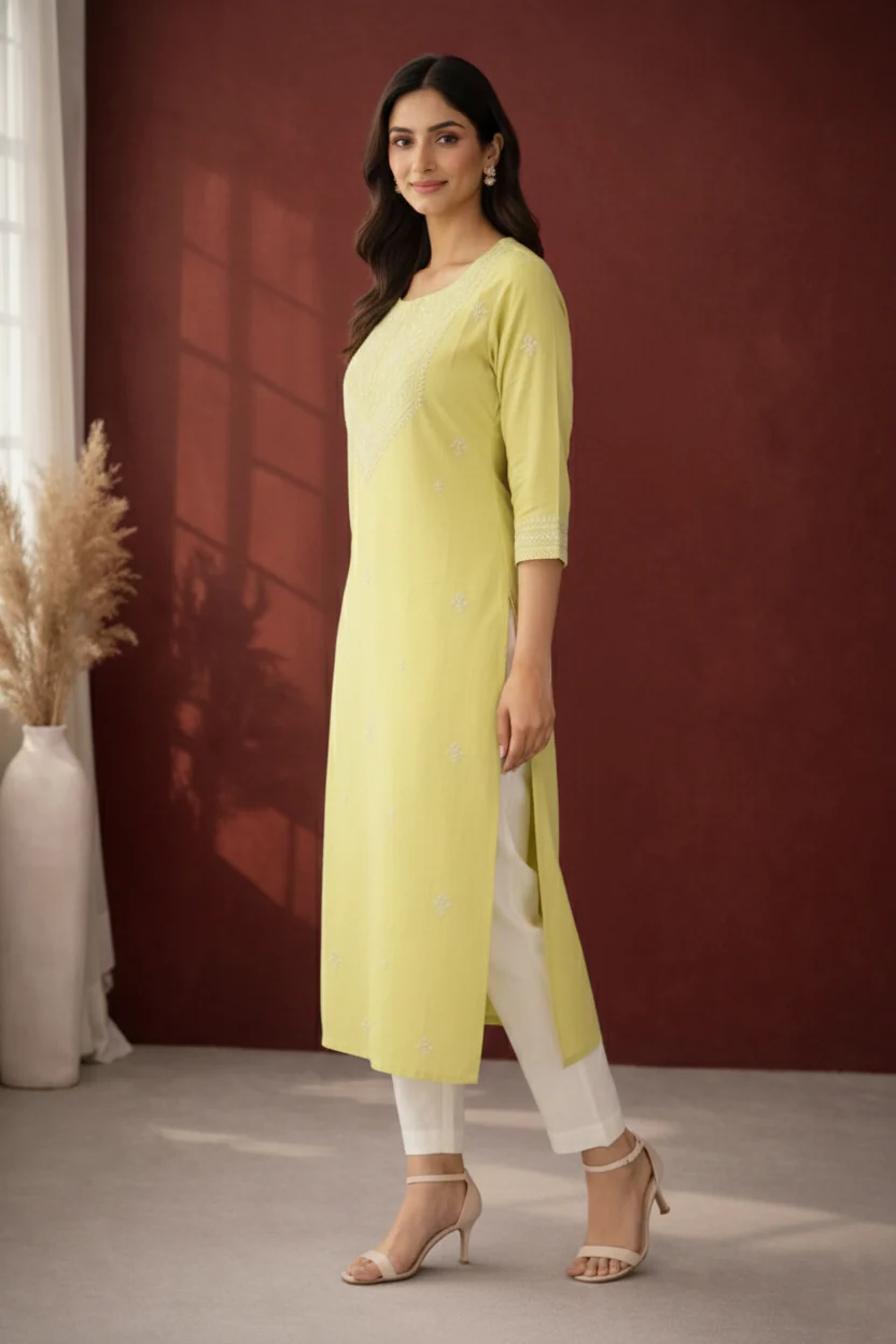 Chandri Mint Embroidered Kurti - Image 8
