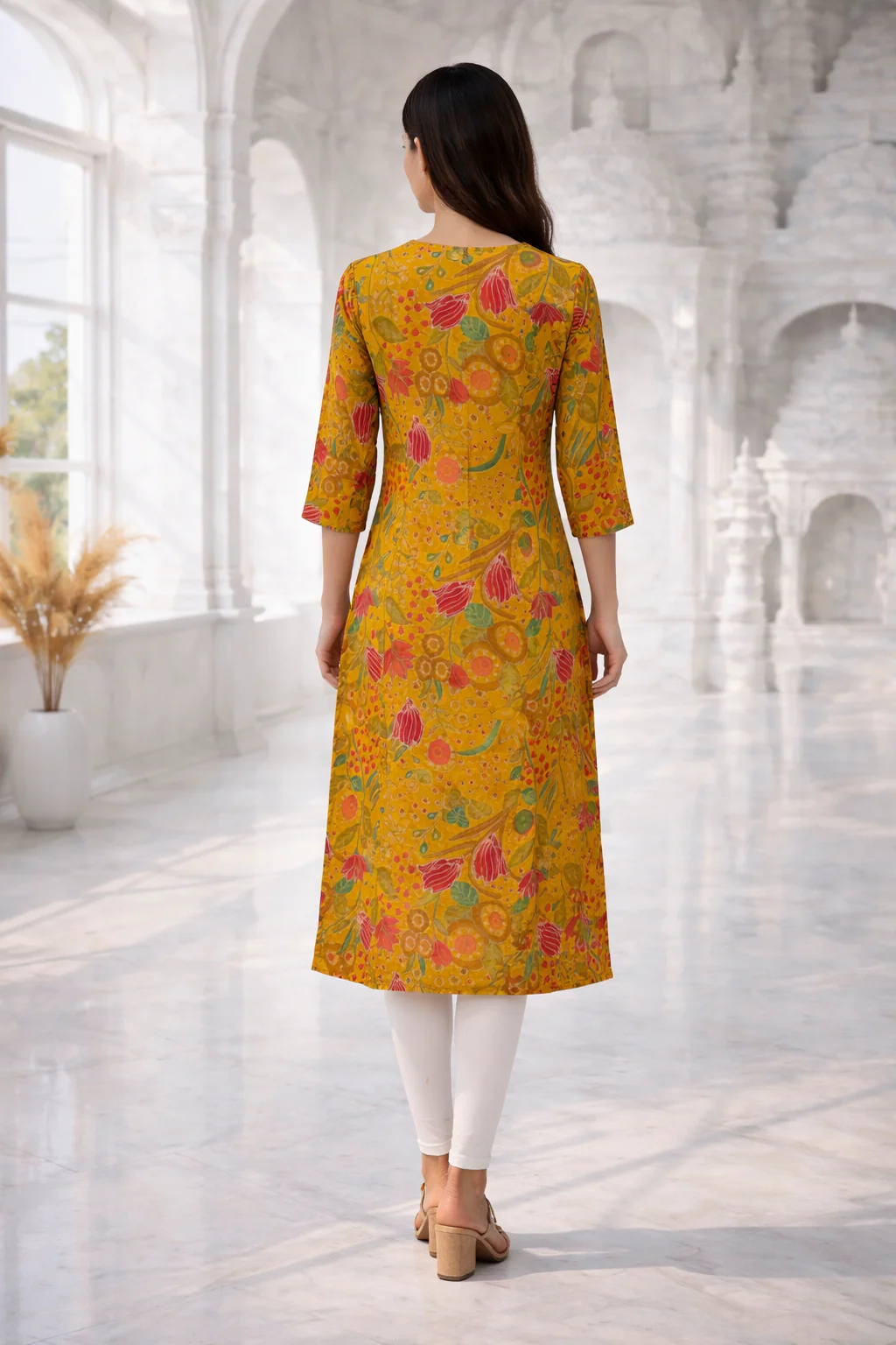 Barnali Gold Printed Work Kurti - Image 3