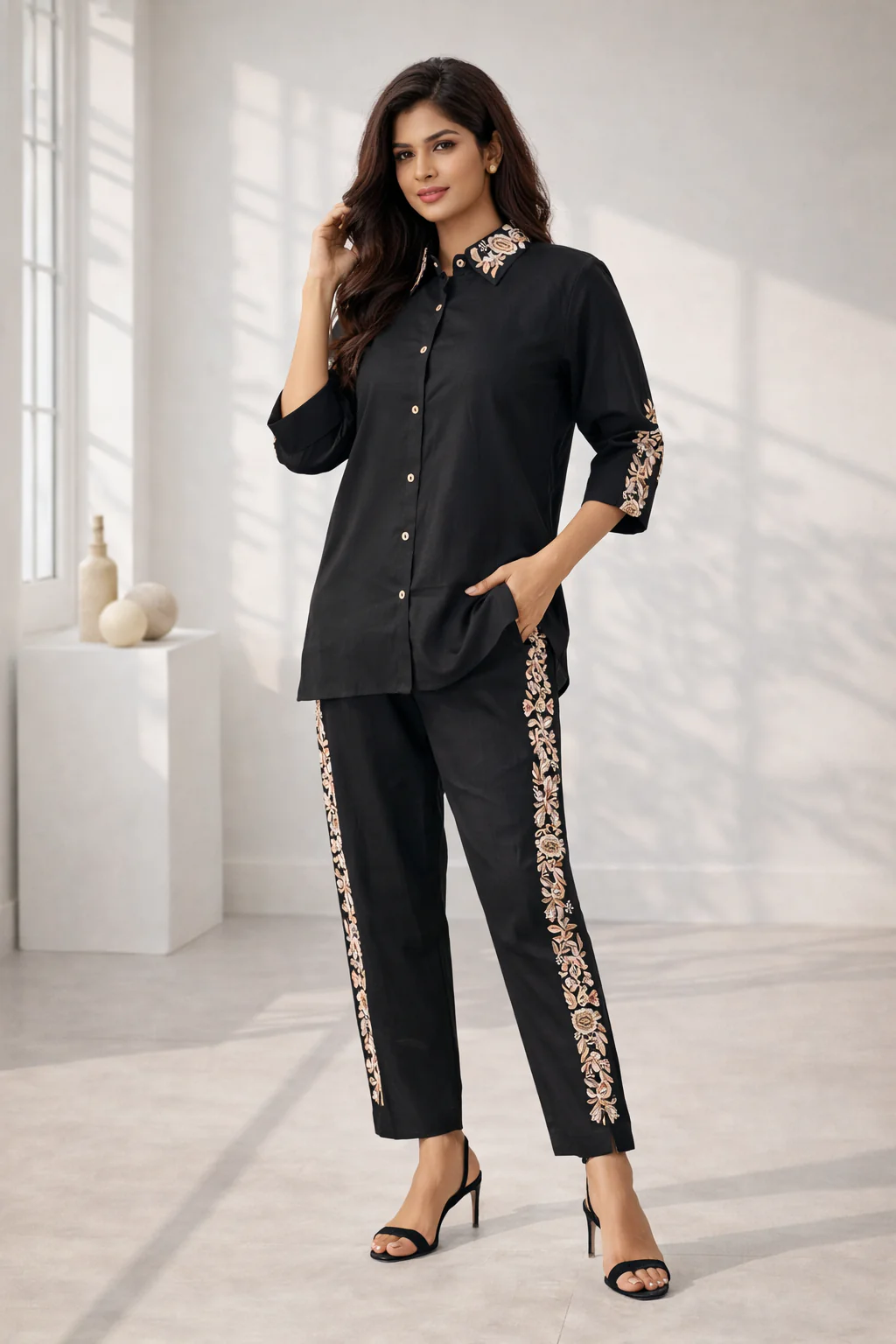 Oorvi Onyx Embroidered Co-ord Set - Image 4