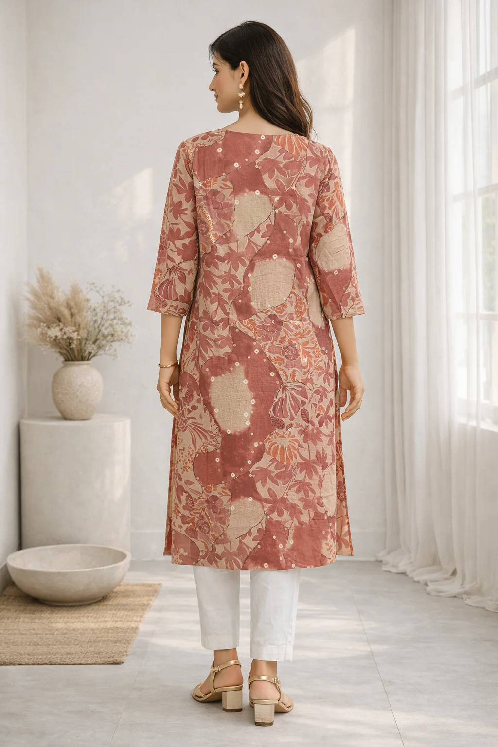 Barnali Sepia Printed Work Kurti - Image 3