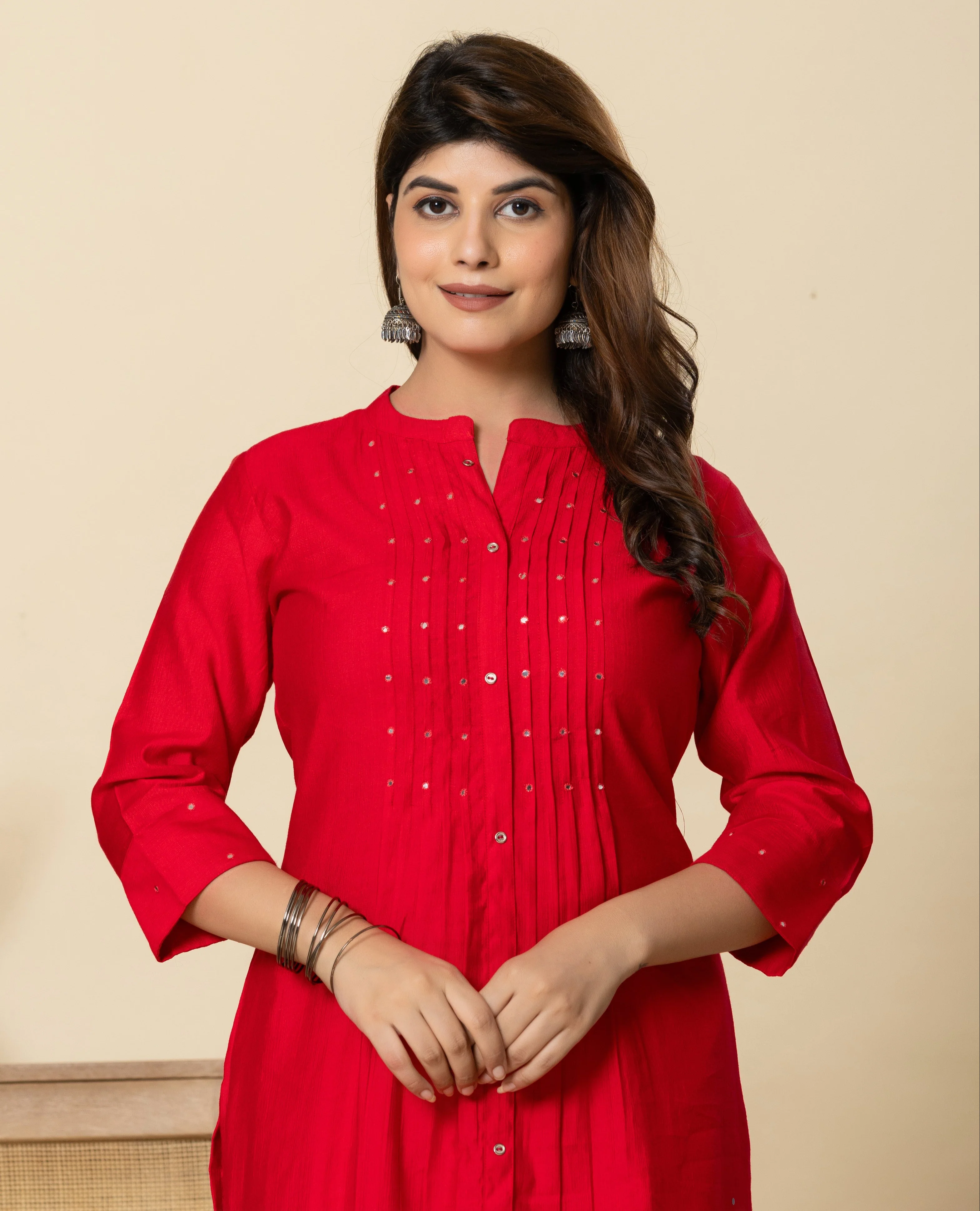 Mika Crimson Kurta Pant Set - Image 2