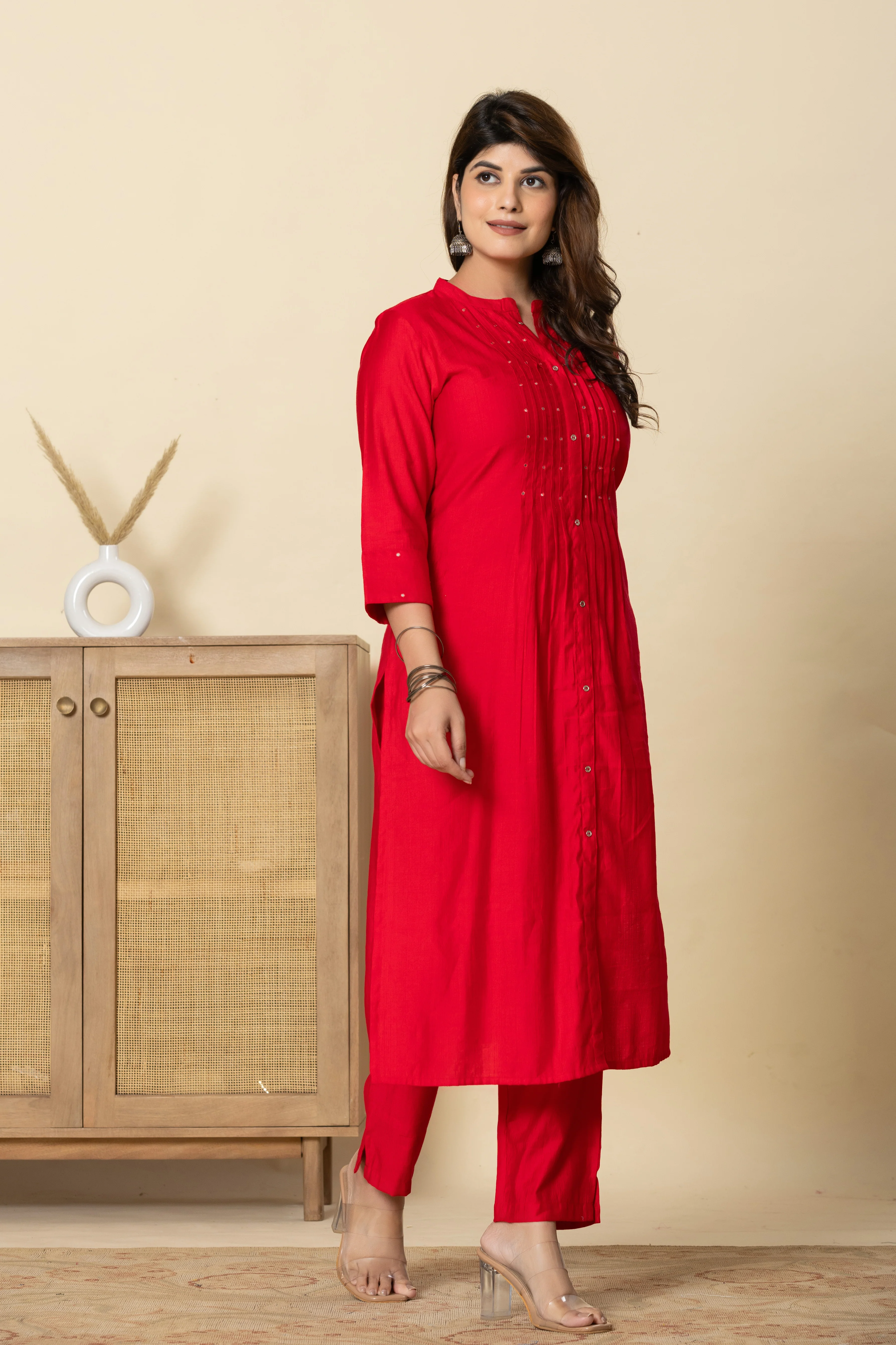 Mika Crimson Kurta Pant Set - Image 4