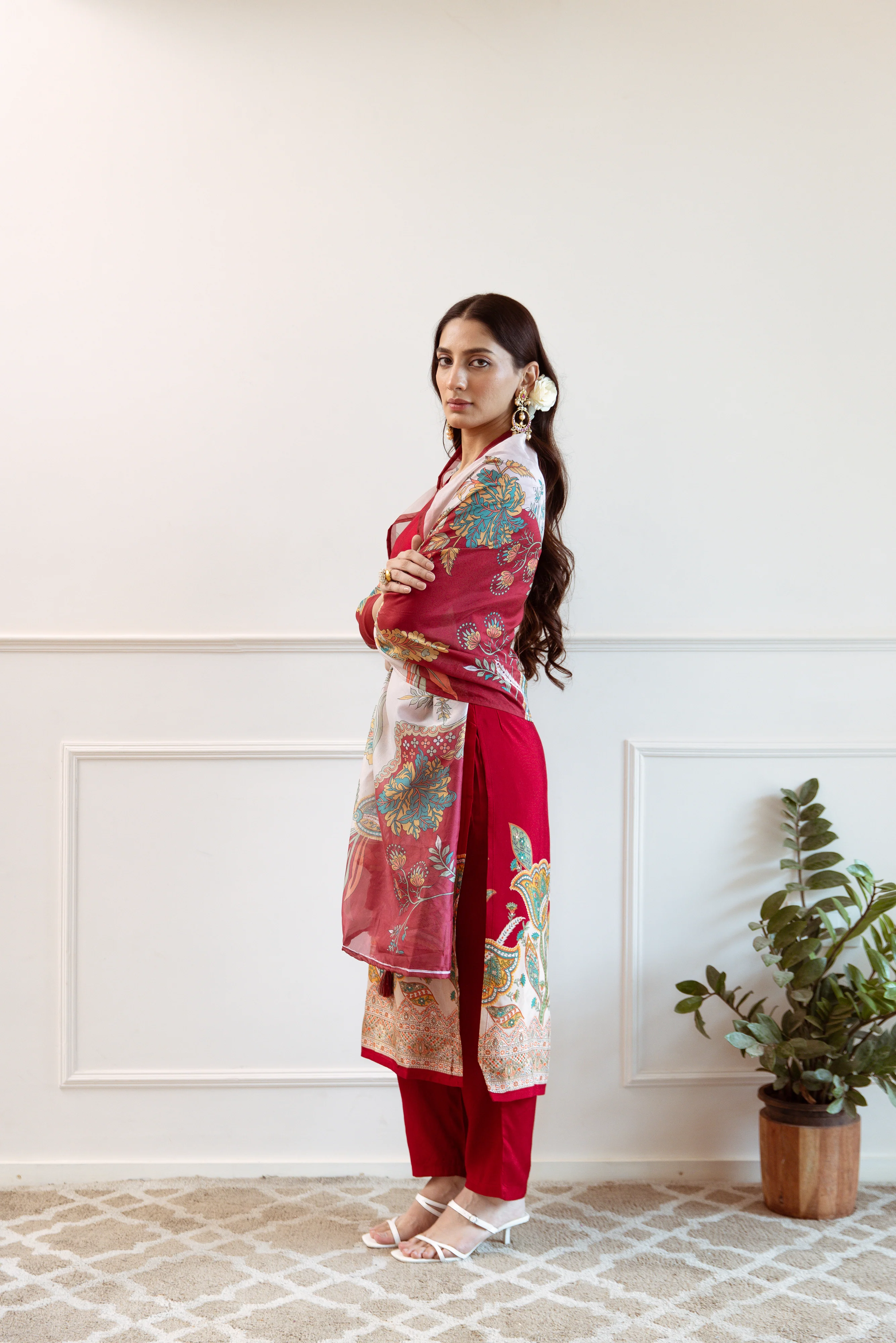 Saisha Scarlet Premium Digital Print Muslin Suit Set - Image 6