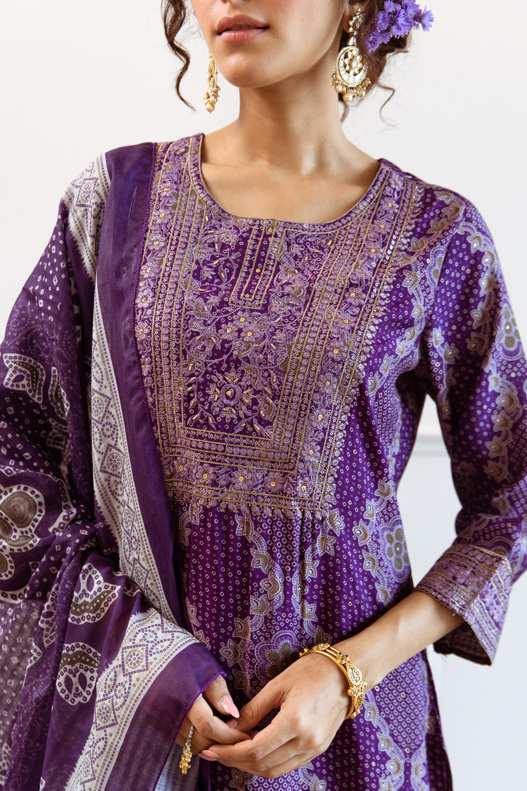 Gauri Purple Full Work Suit Set - Image 2