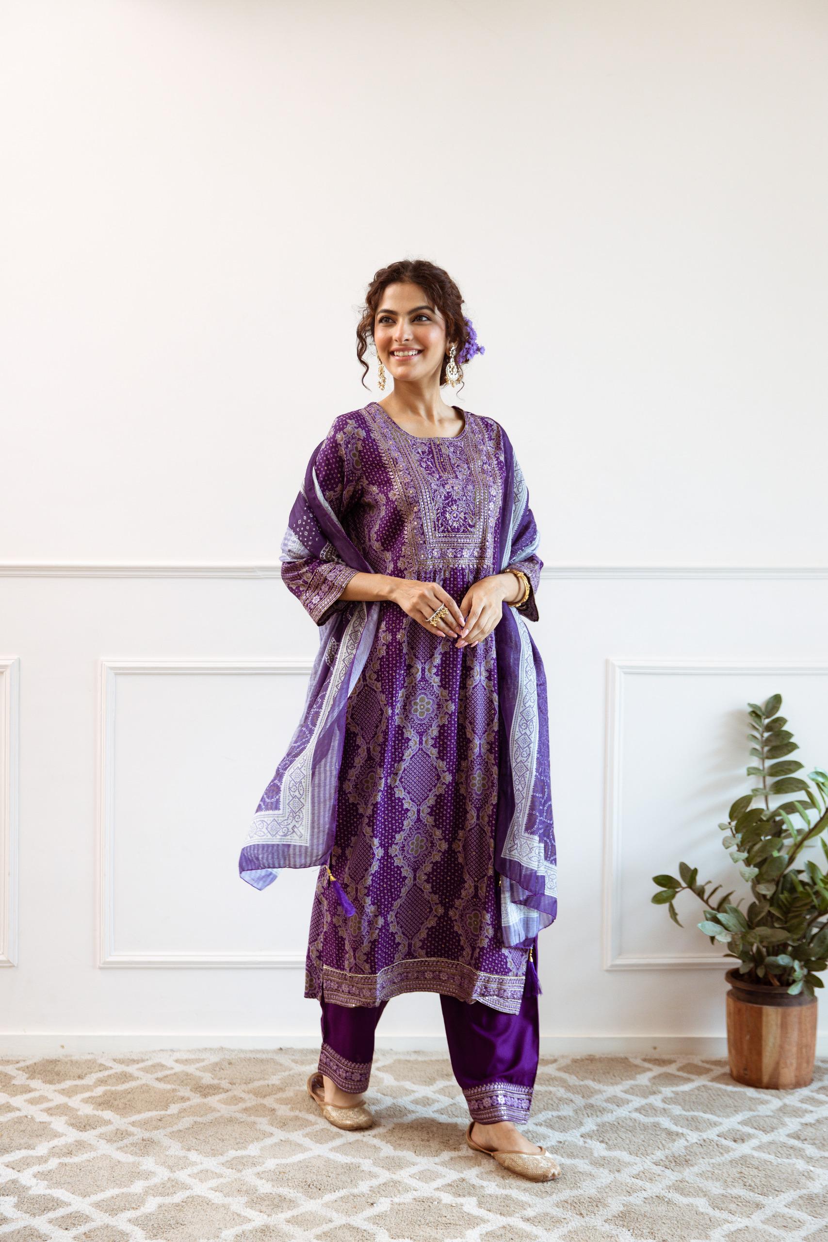 Gauri Purple Full Work Suit Set - Image 4
