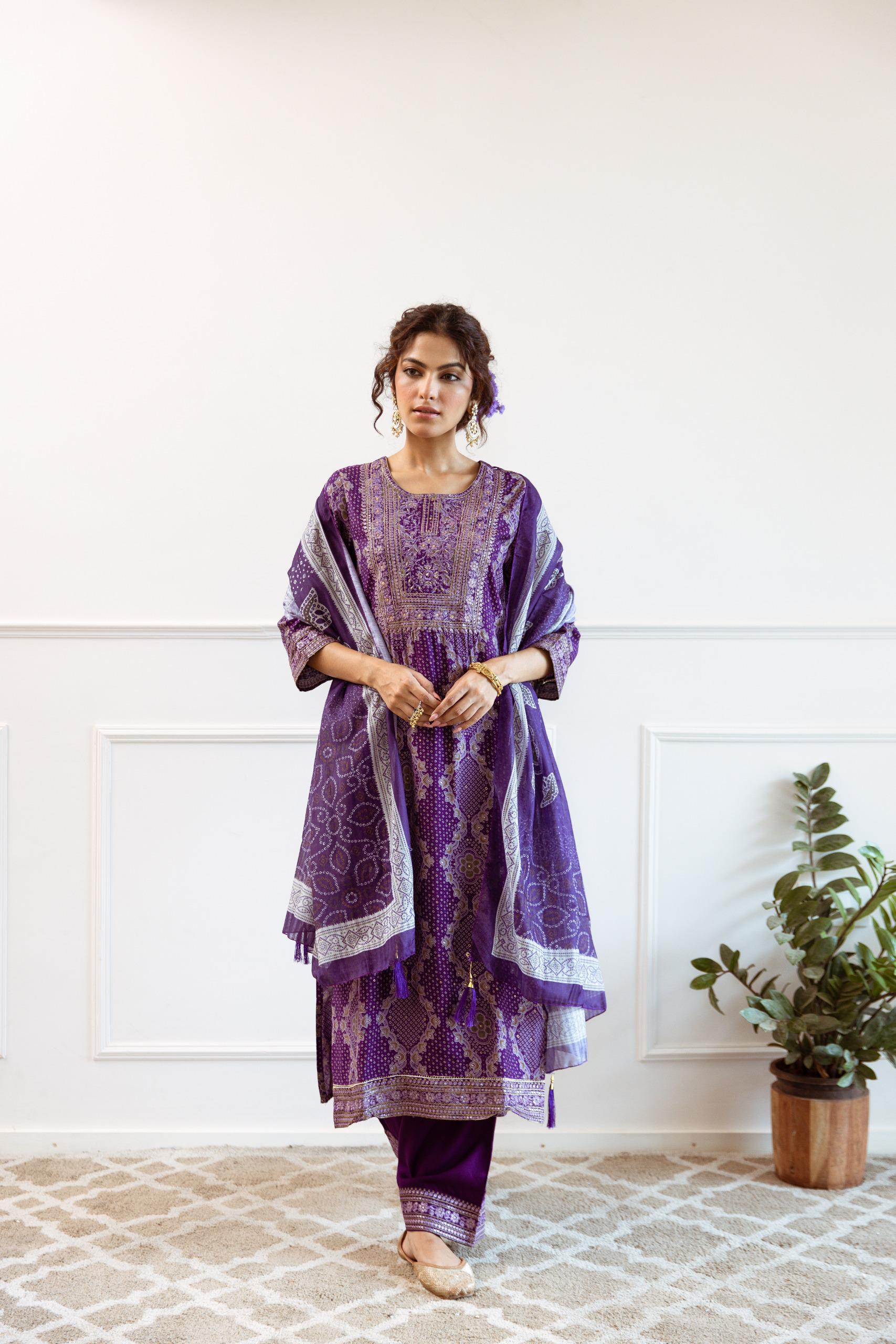 Gauri Purple Full Work Suit Set - Image 5
