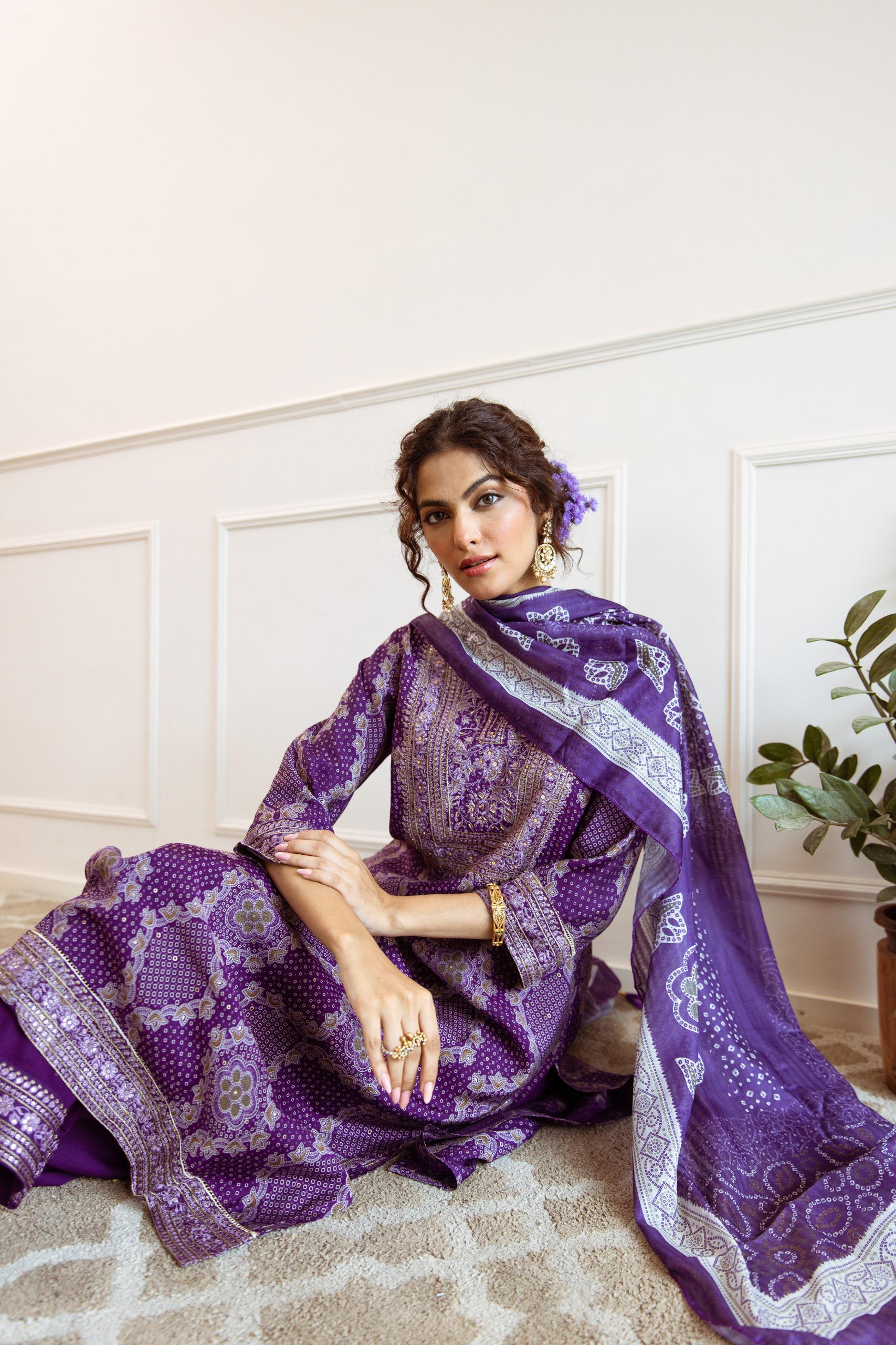 Gauri Purple Full Work Suit Set - Image 6