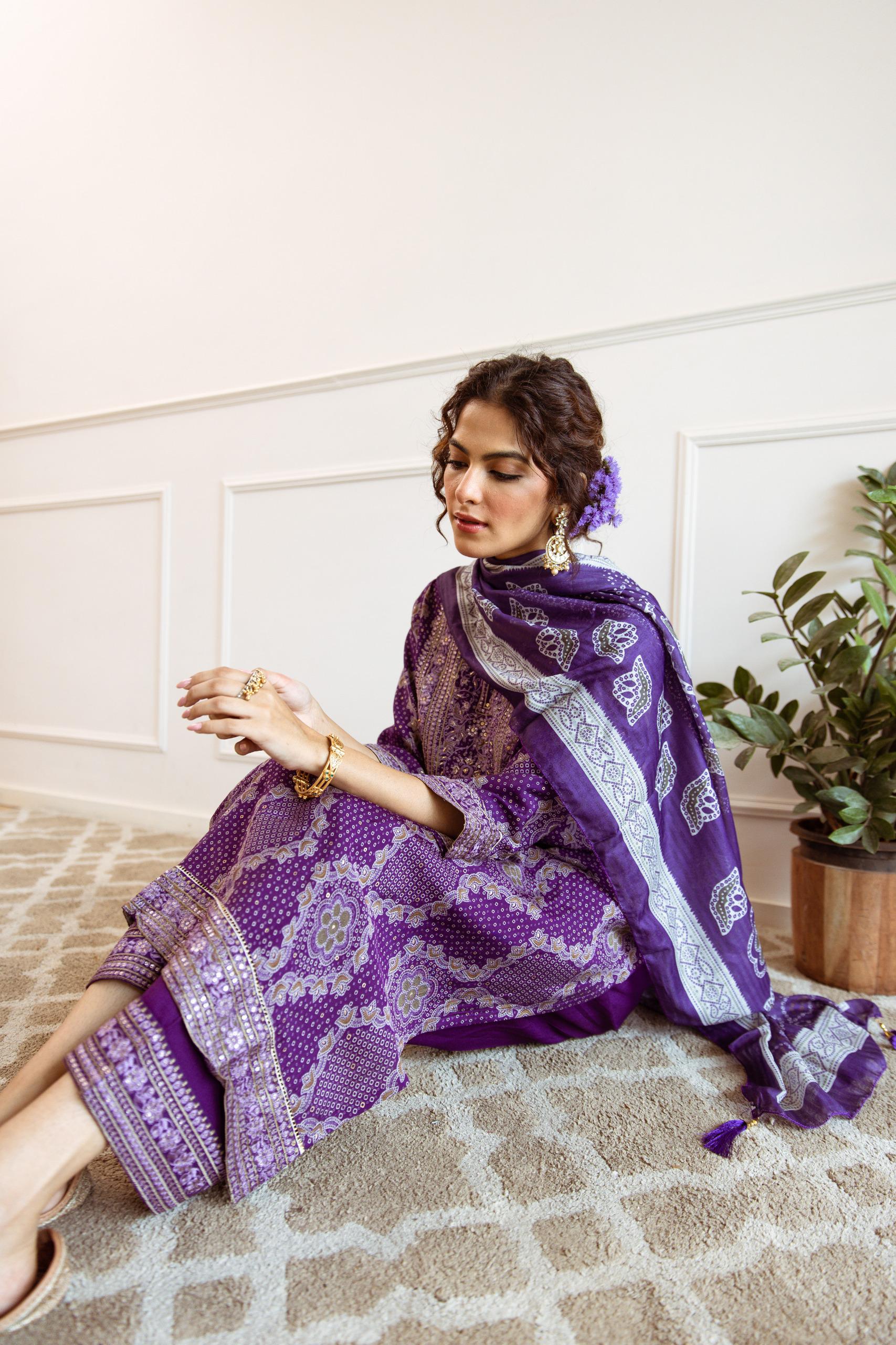 Gauri Purple Full Work Suit Set - Image 7