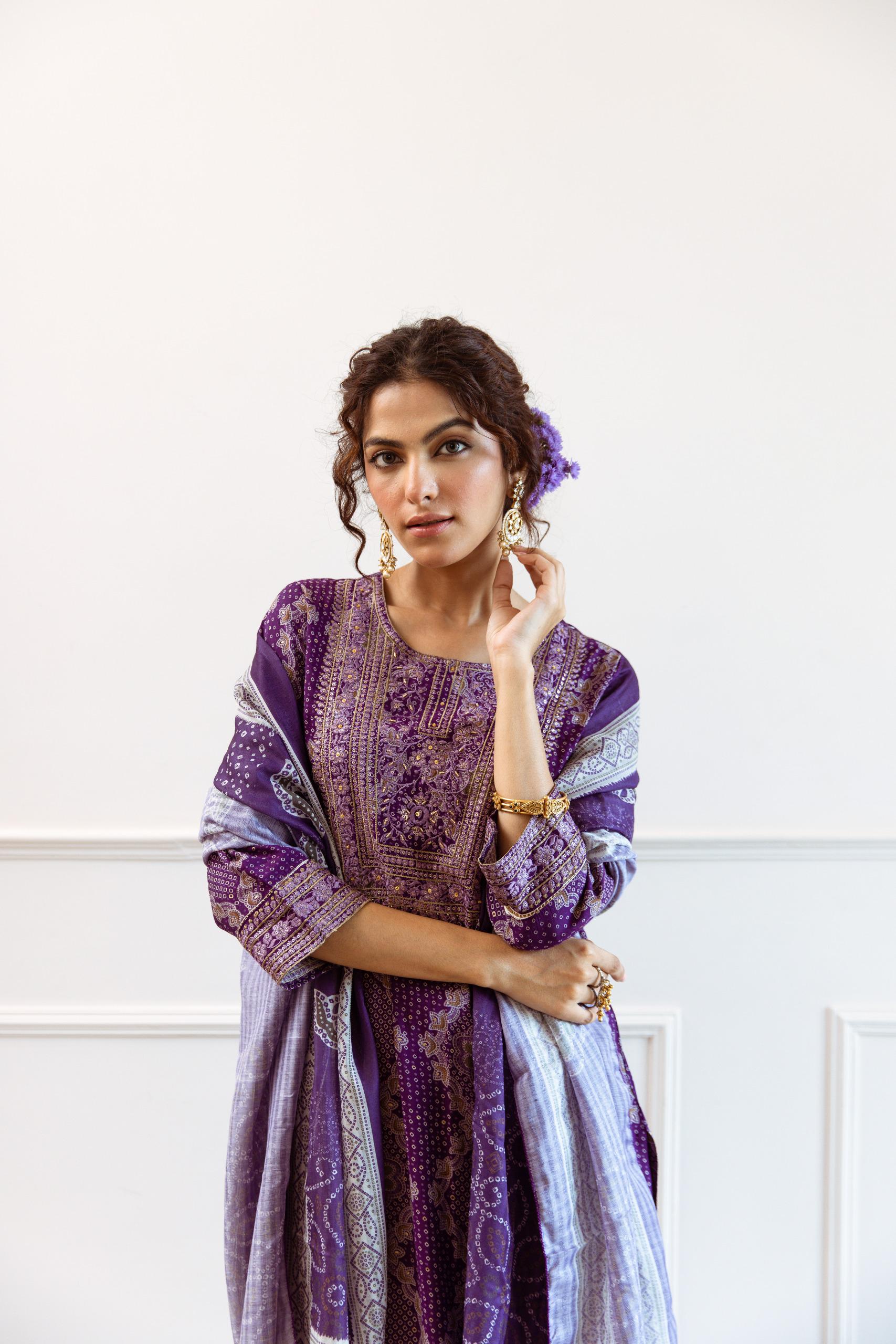 Gauri Purple Full Work Suit Set - Image 8
