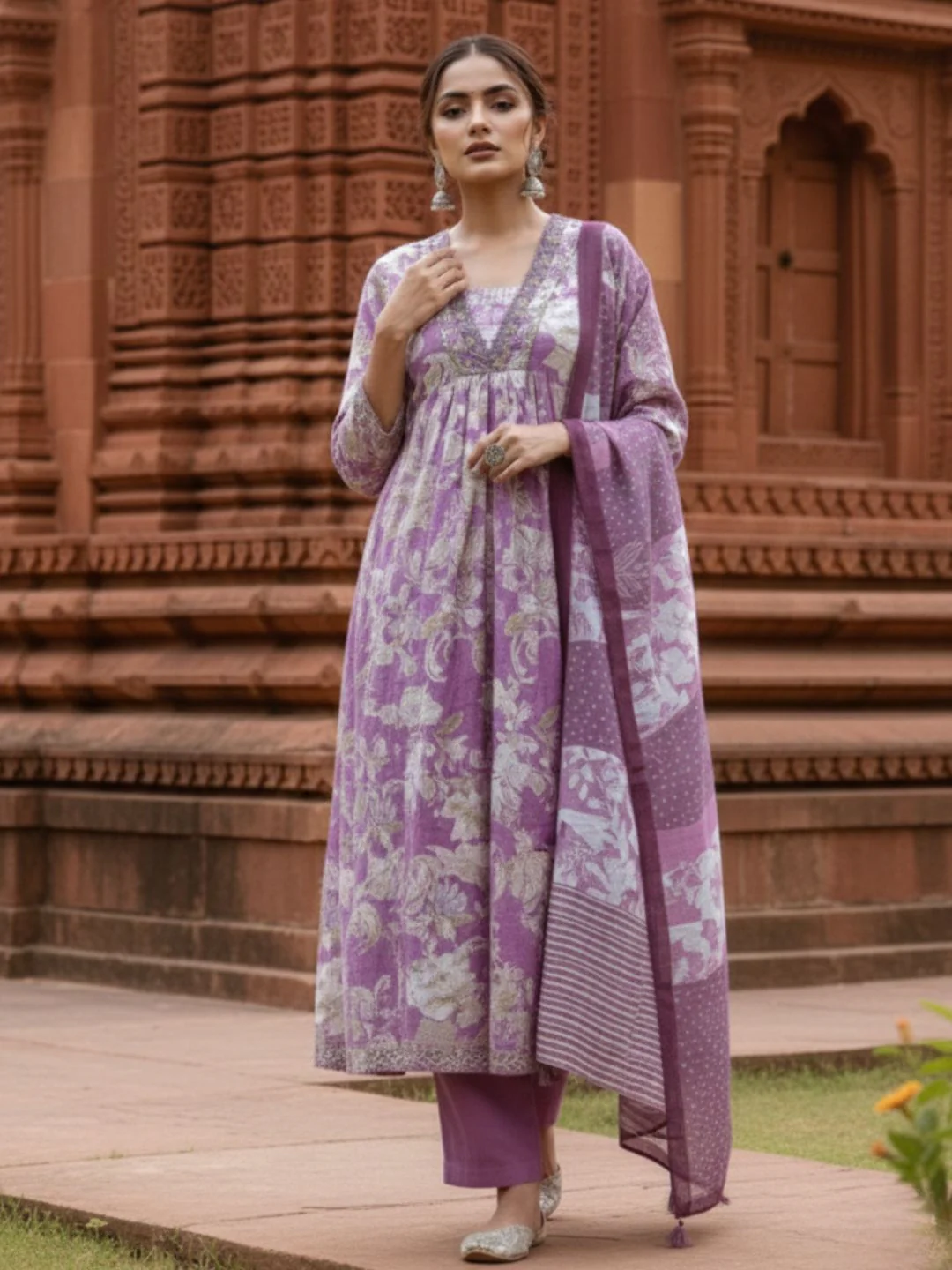 Tejaswi Lilac Floral Suit Set - Image 10