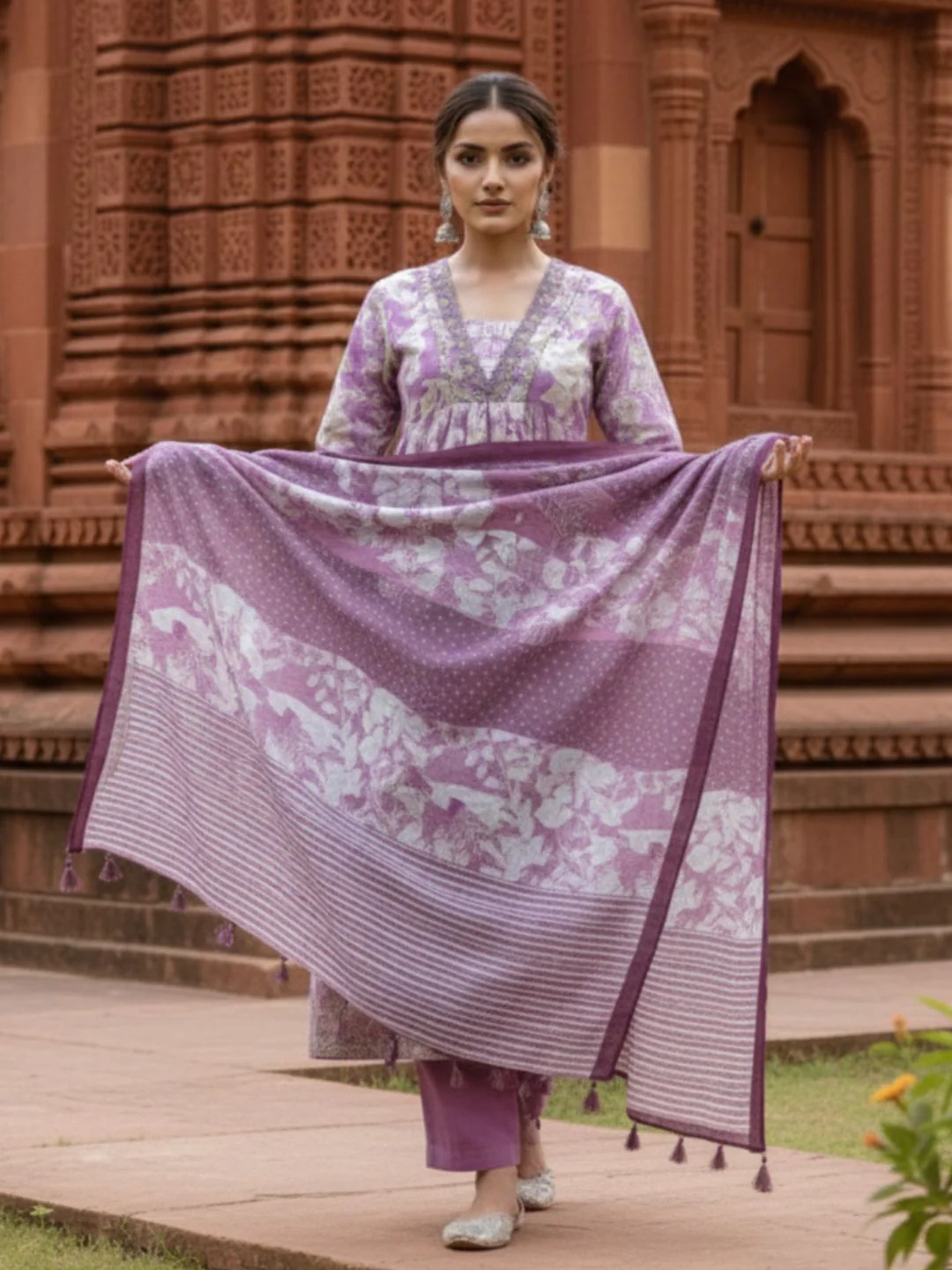 Tejaswi Lilac Floral Suit Set - Image 2