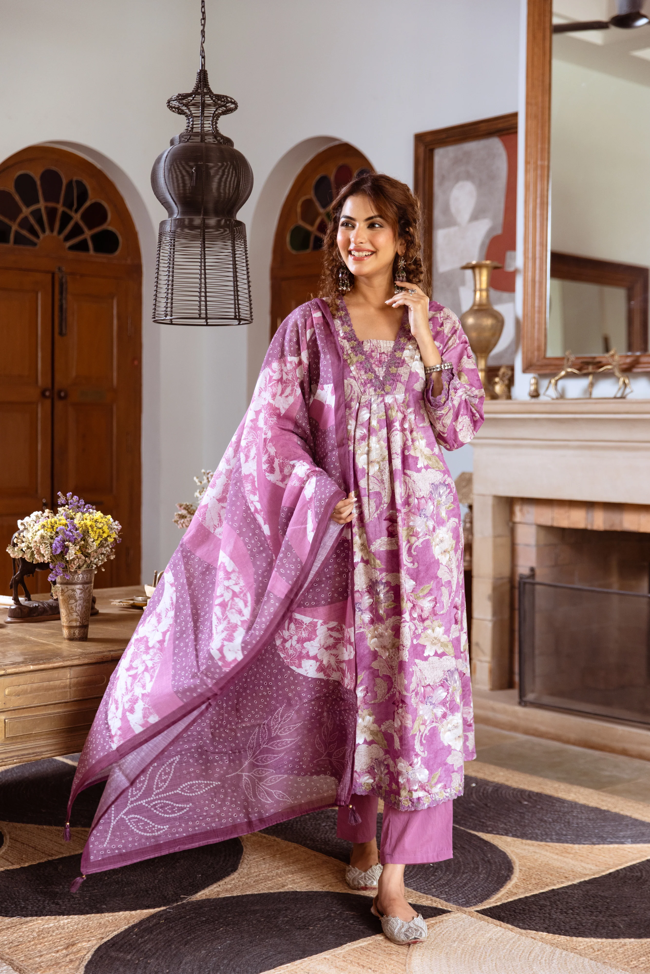 Tejaswi Lilac Floral Suit Set - Image 23
