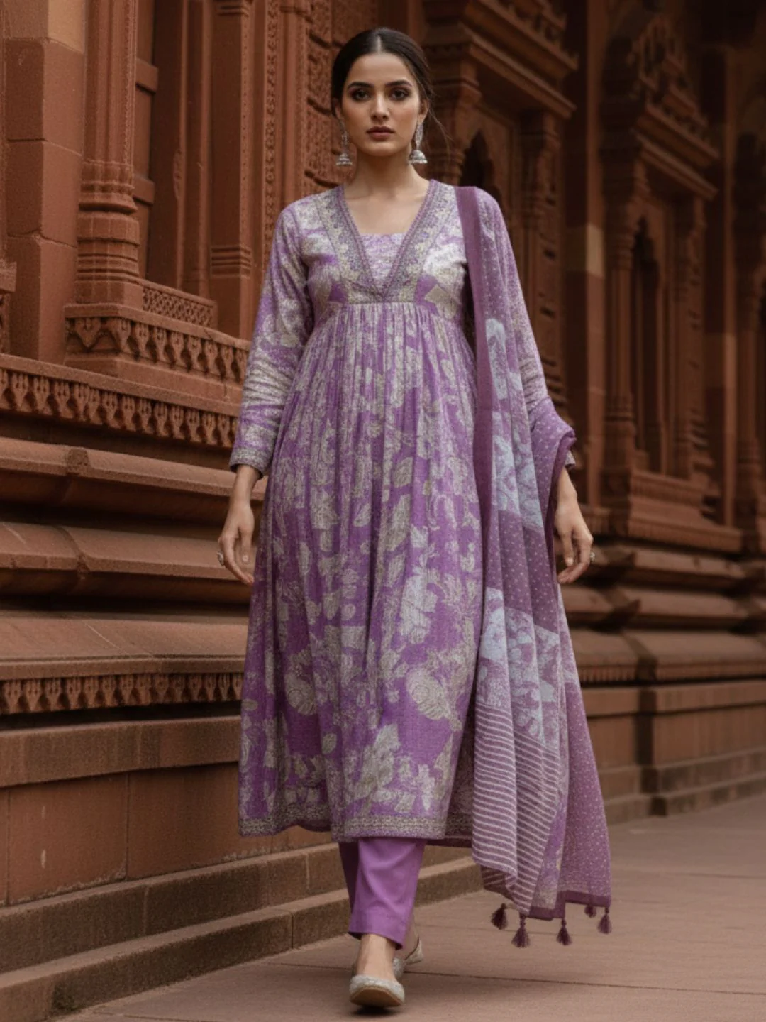 Tejaswi Lilac Floral Suit Set - Image 4