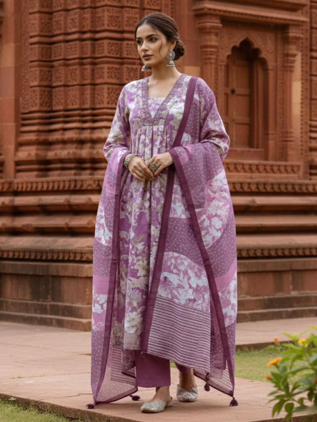 Tejaswi Lilac Floral Suit Set - Image 8