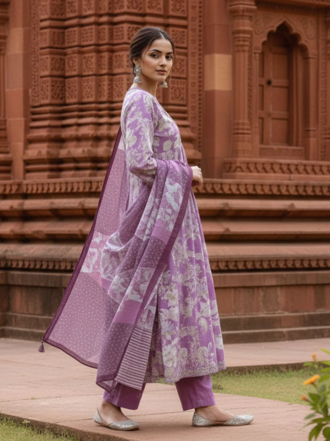 Tejaswi Lilac Floral Suit Set - Image 9