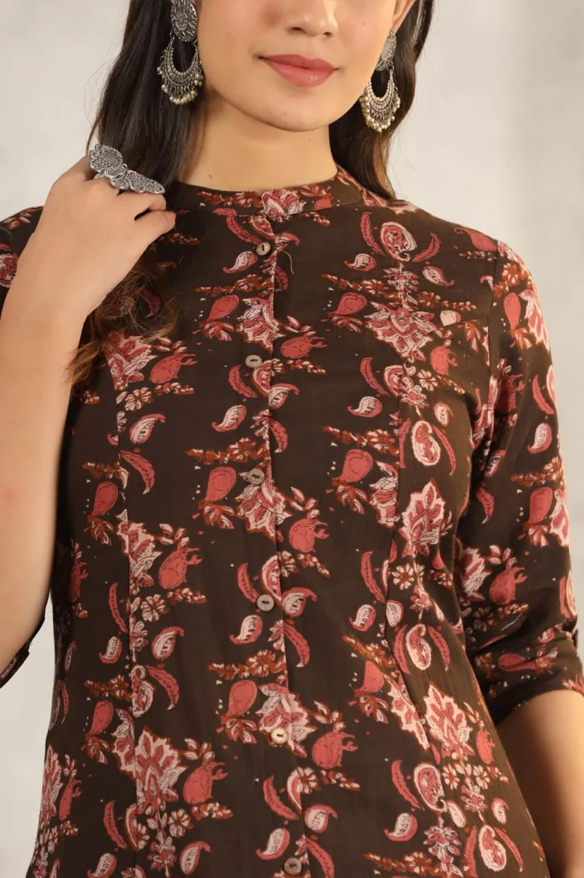 Rachna Charcoal Printed Cotton Kurta Pant Set - Image 17