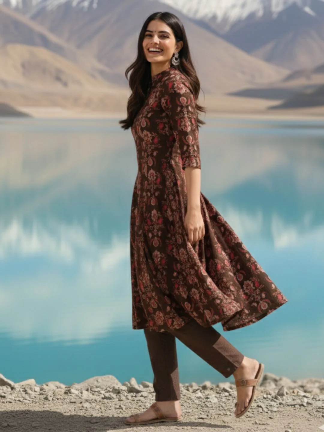 Rachna Charcoal Printed Cotton Kurta Pant Set - Image 9