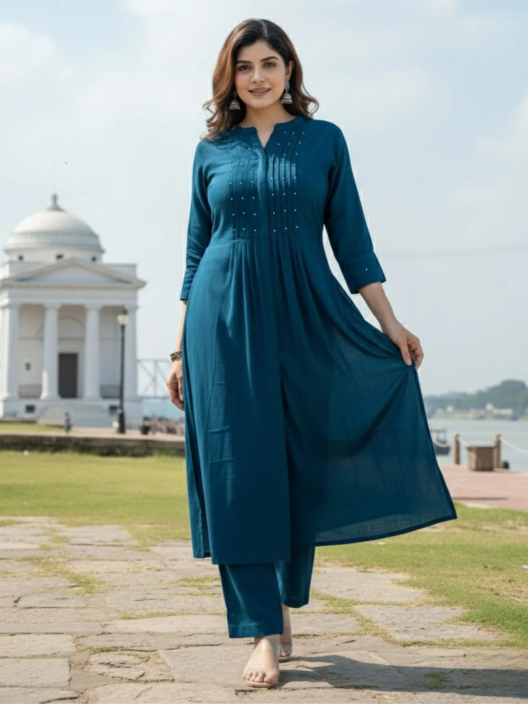 Mika Azure Kurta Pant Set - Image 2