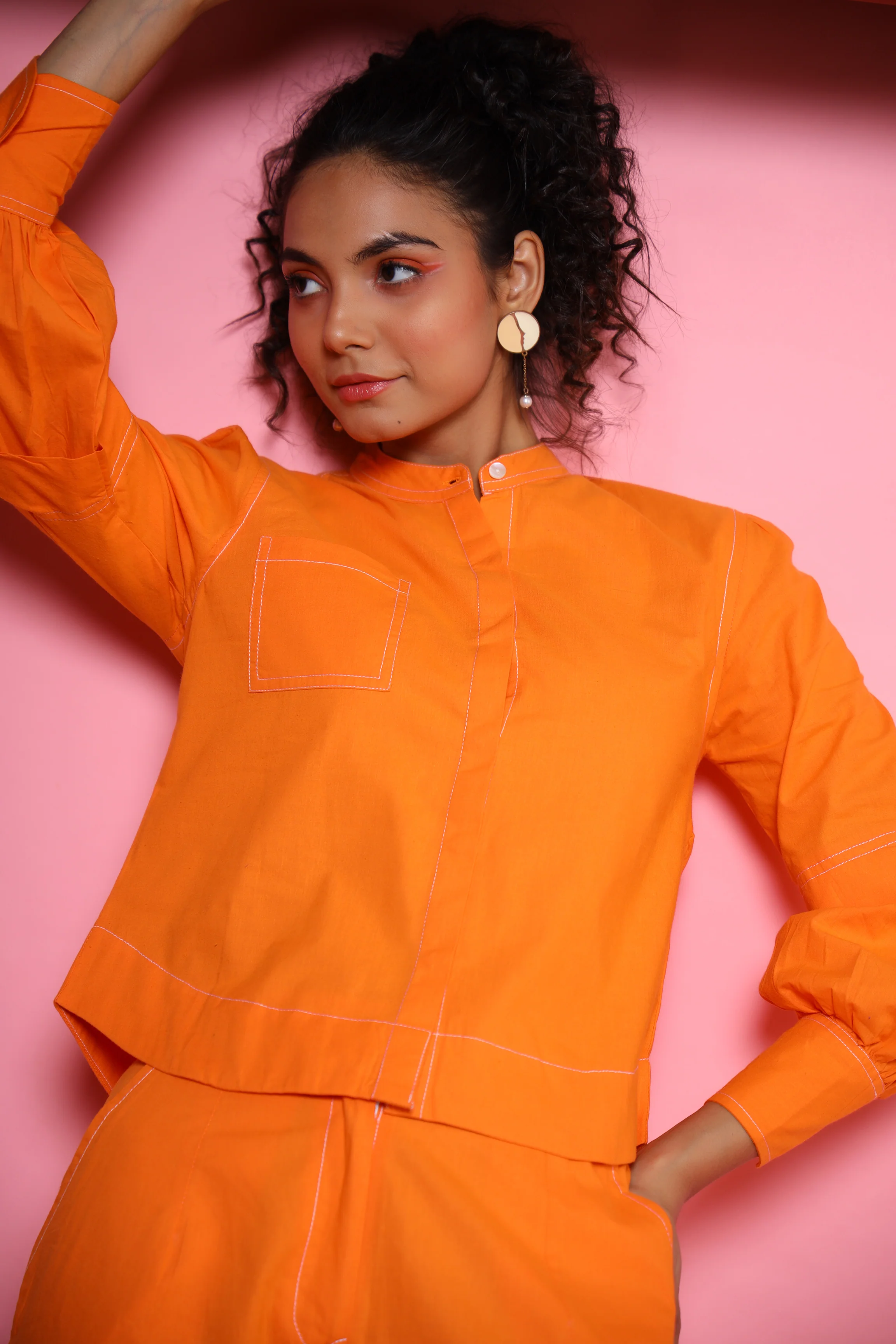 Auris Orange Cotton Co-ord Set - Image 2