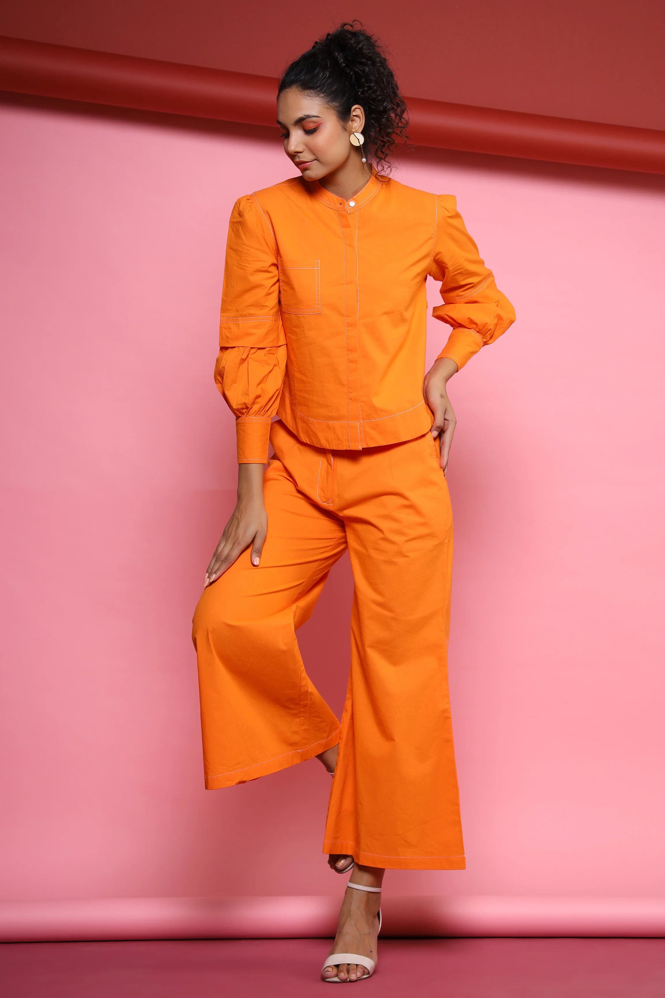 Auris Orange Cotton Co-ord Set - Image 3