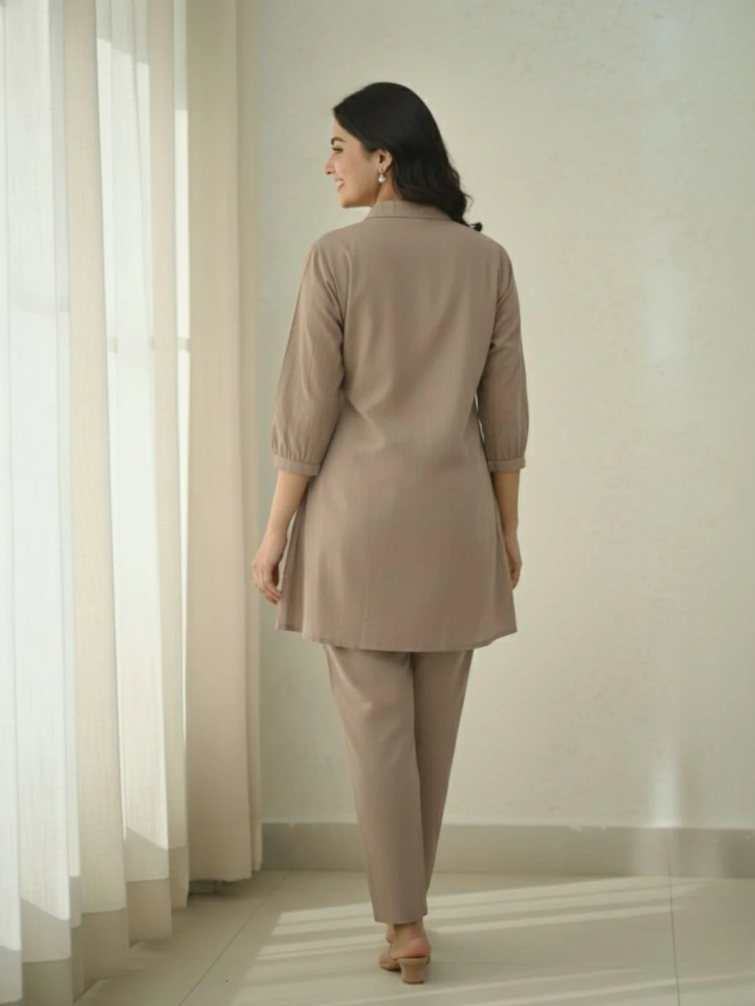 Pankhuri Taupe Embroidered Co-ord Set - Image 3