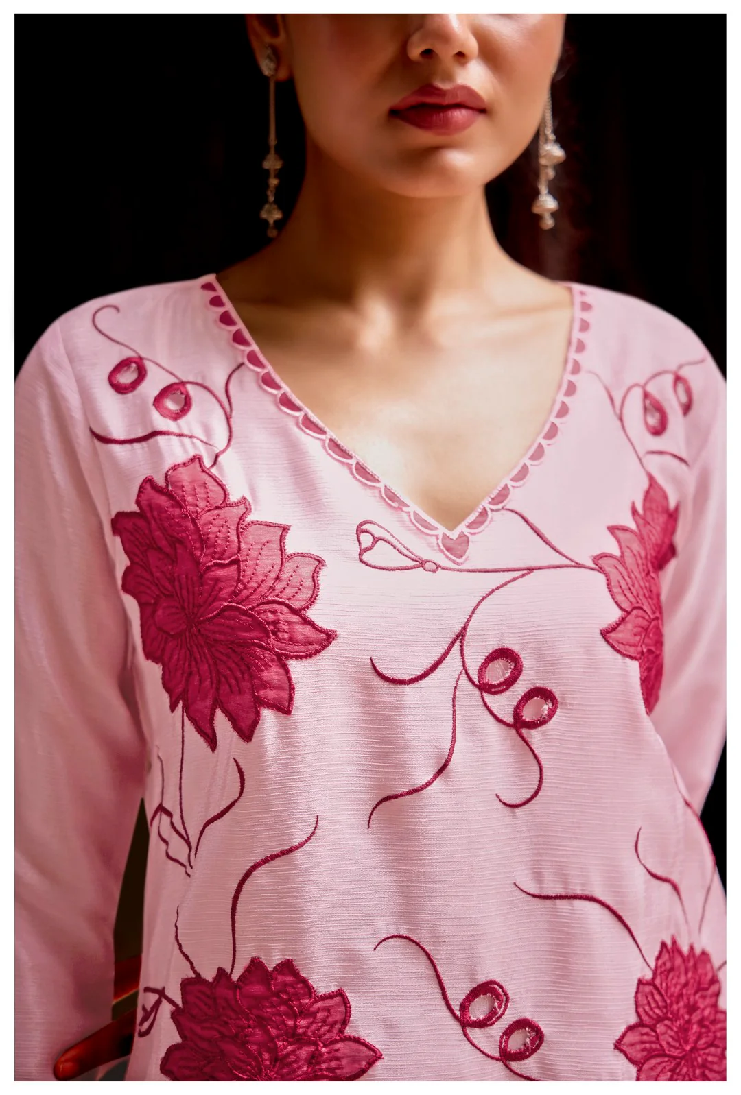 Barista Rose Embroidery Cotton Co-ord Set - Image 7