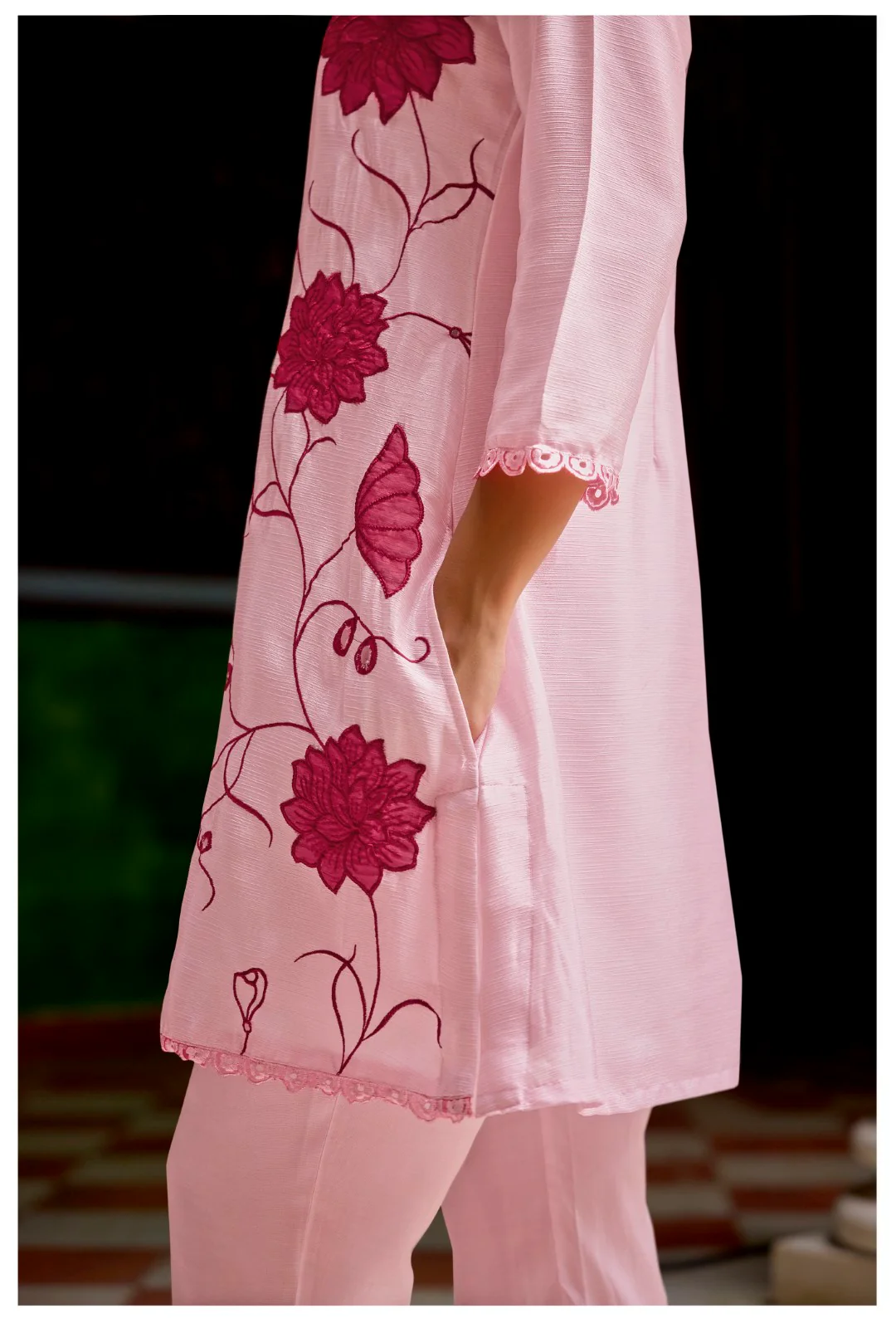 Barista Rose Embroidery Cotton Co-ord Set - Image 8